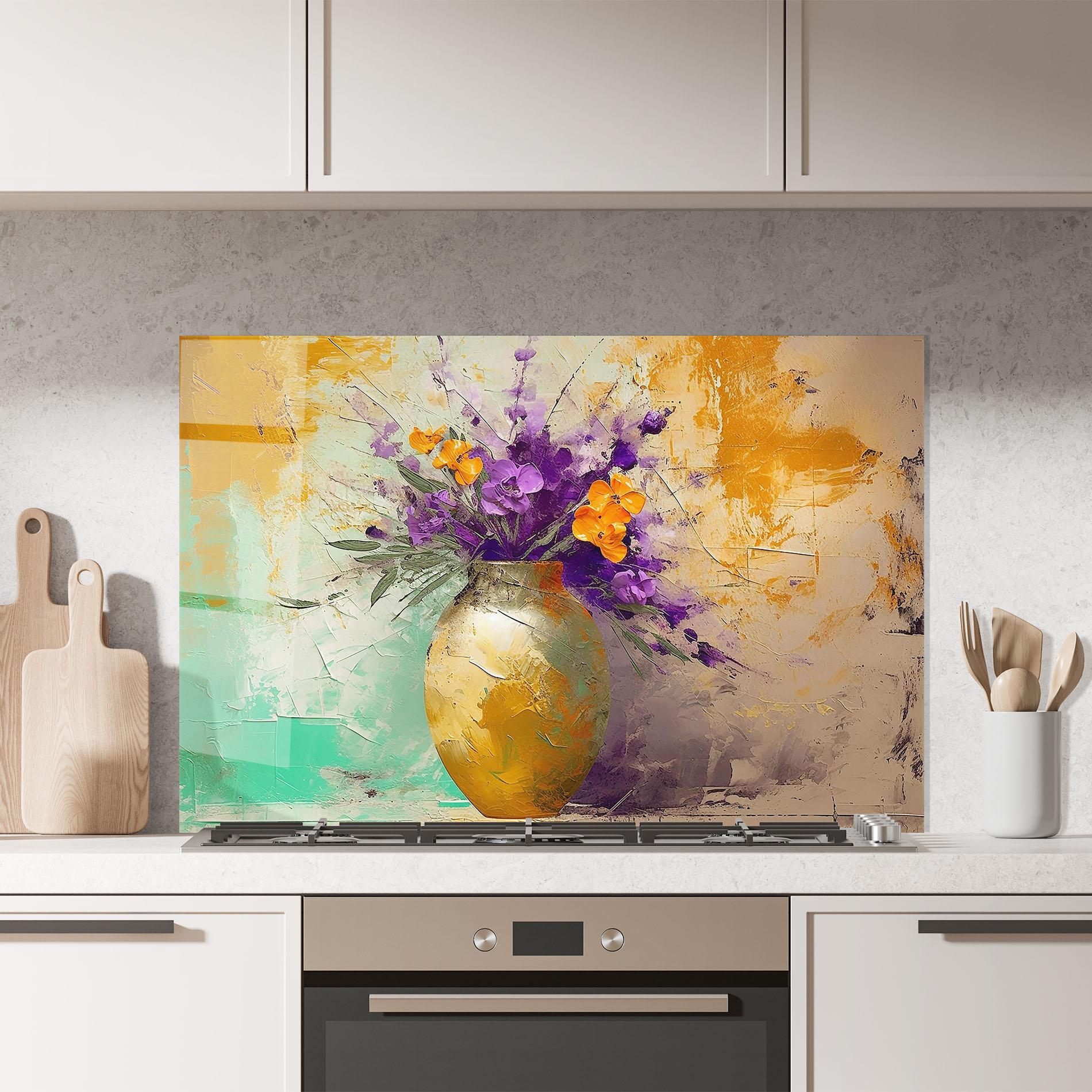 Panou Sticla Bucatarie Purple Orange Plant Vase mockup 7