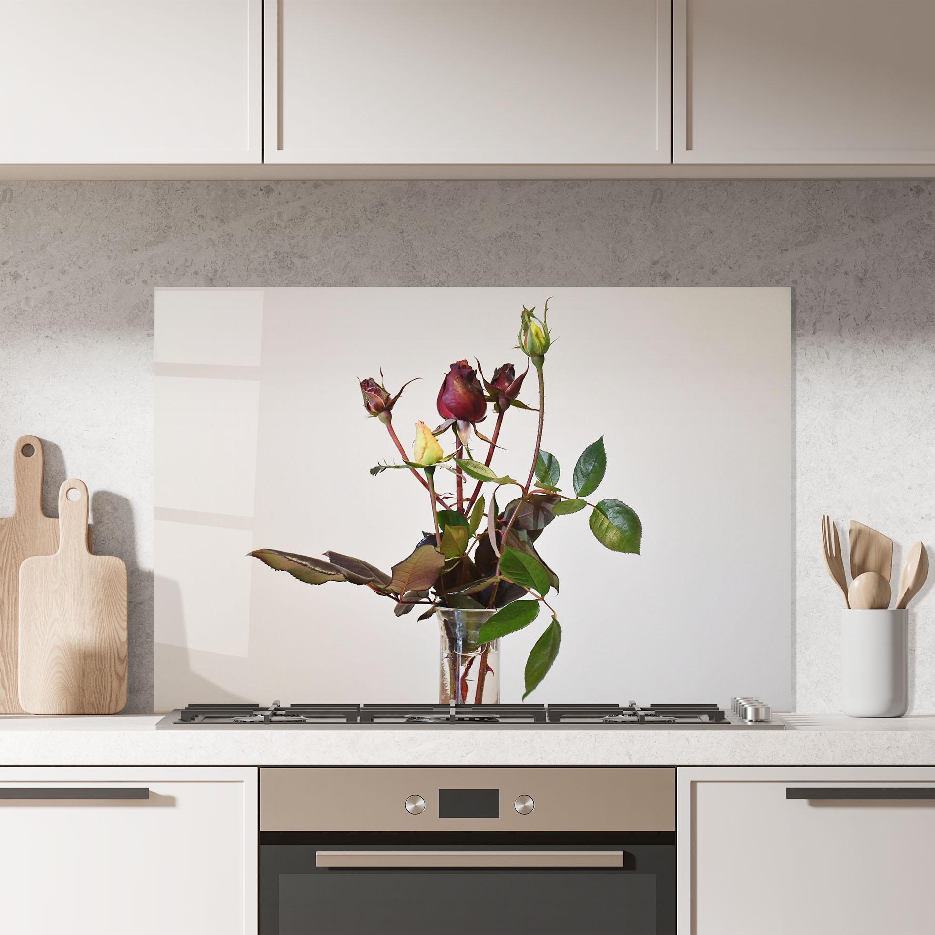 Panou Sticla Bucatarie Roses Vase mockup 7