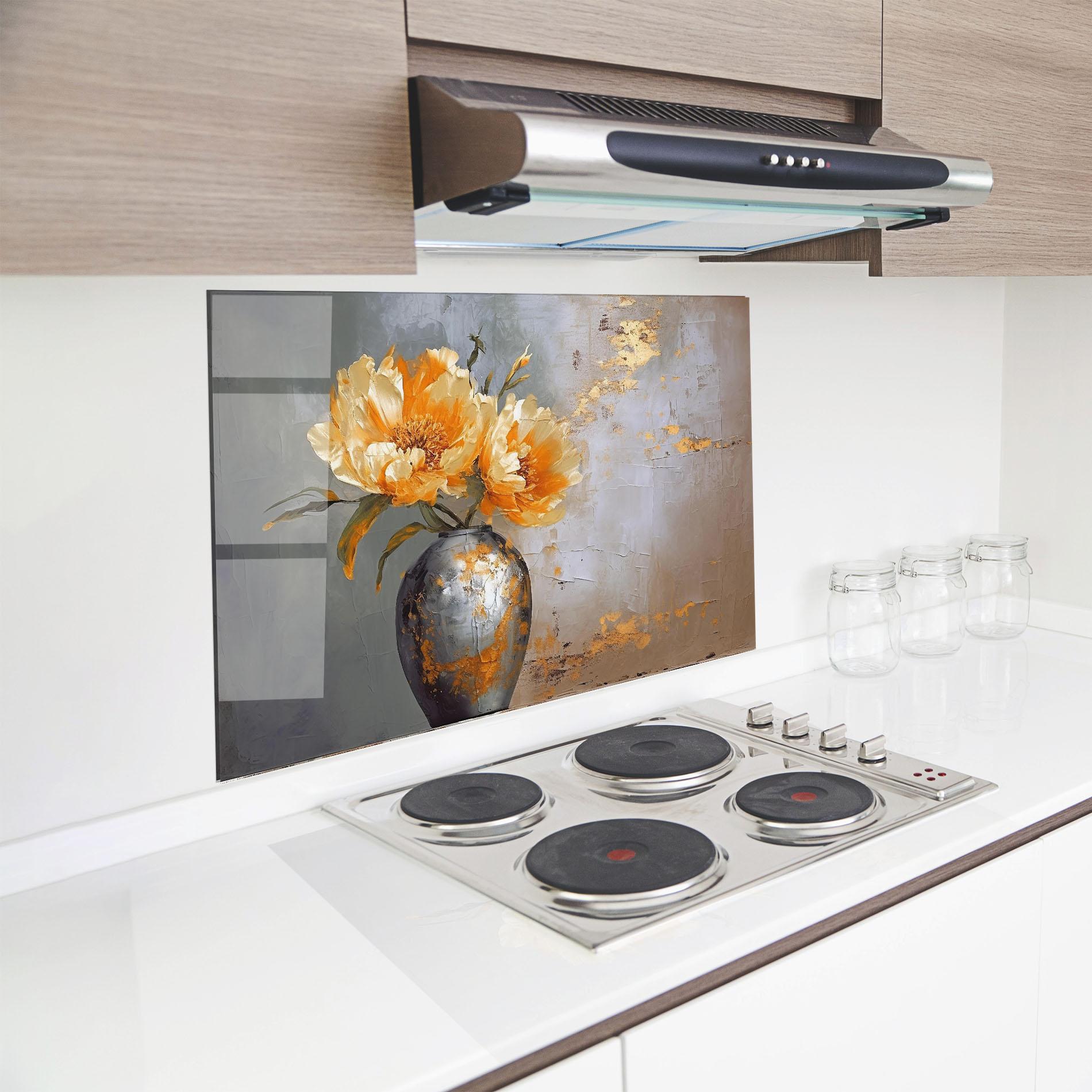 Panou Sticla Bucatarie Grey Painting Vase mockup 8