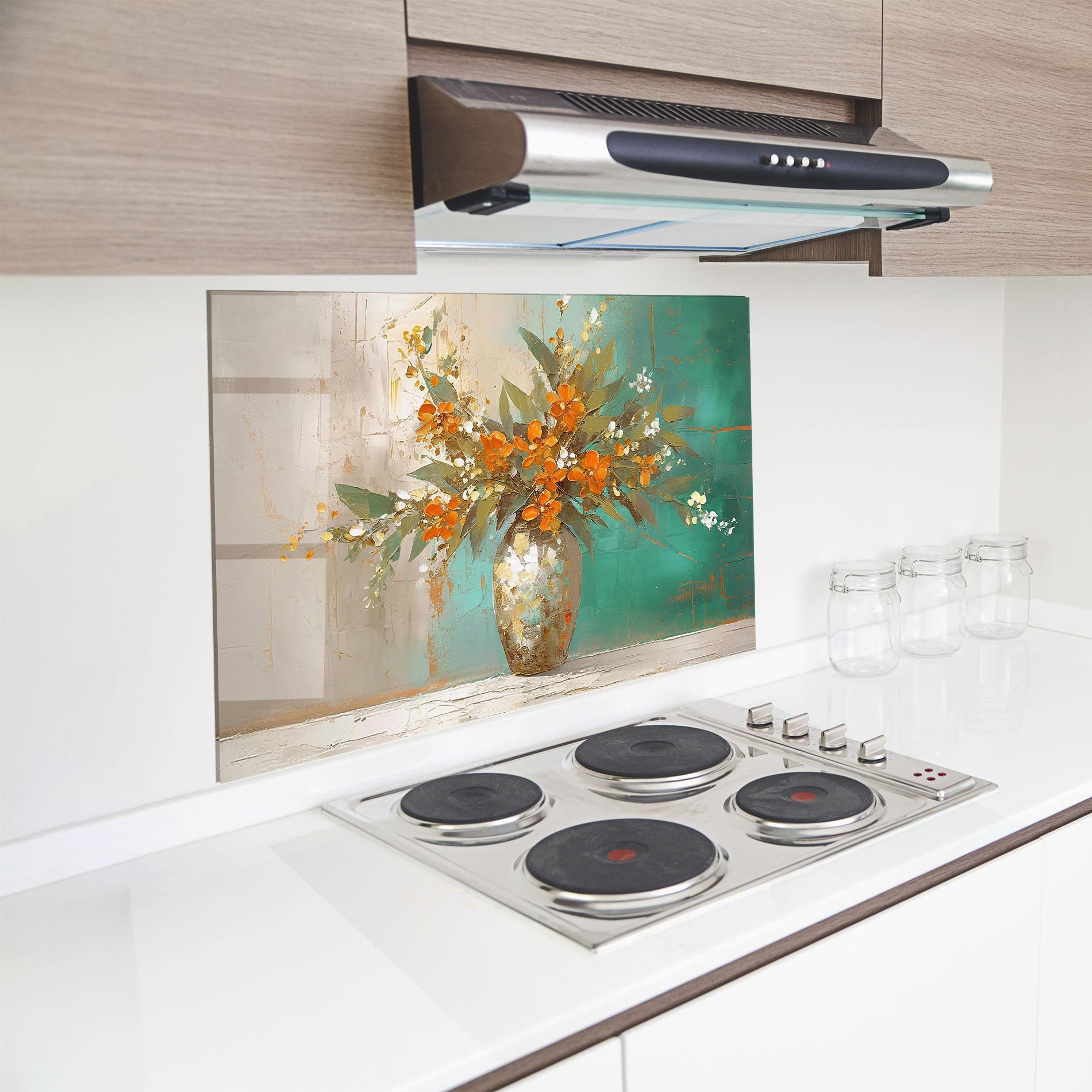 Panou Sticla Bucatarie Grey Vase Orange mockup 8