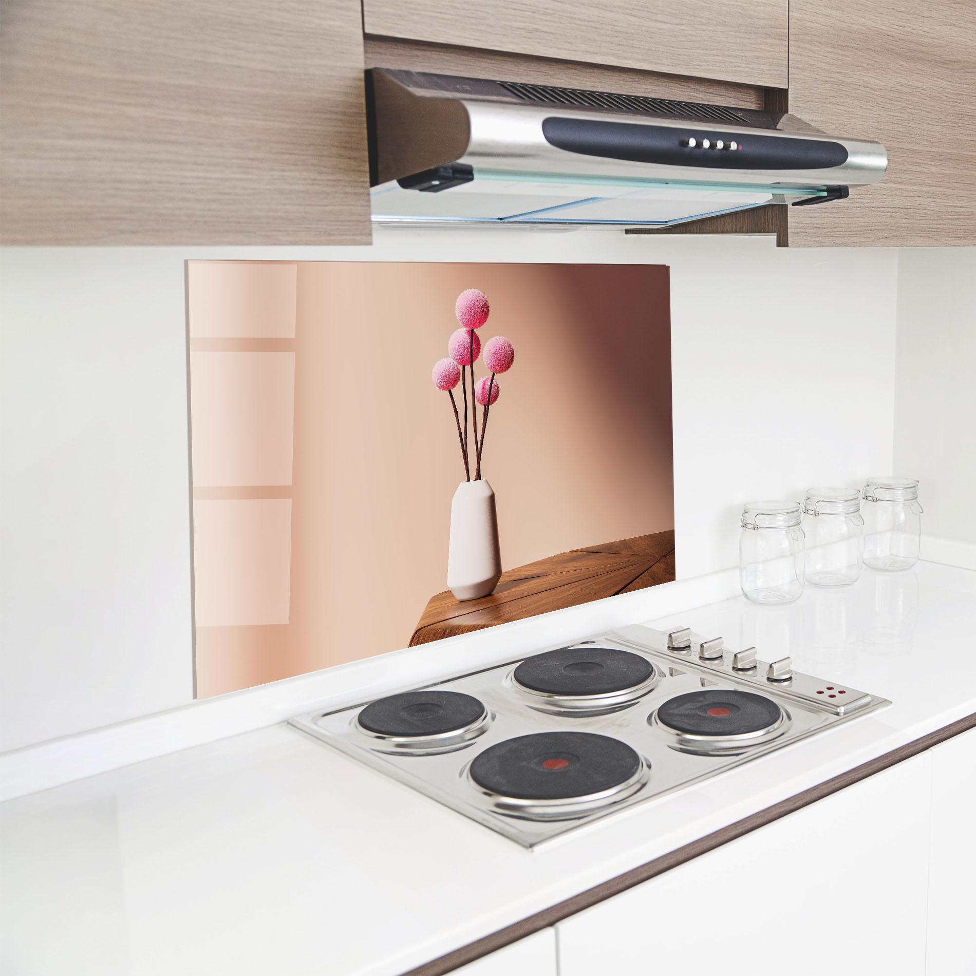 Panou Sticla Bucatarie Pink Circle Vase mockup 8