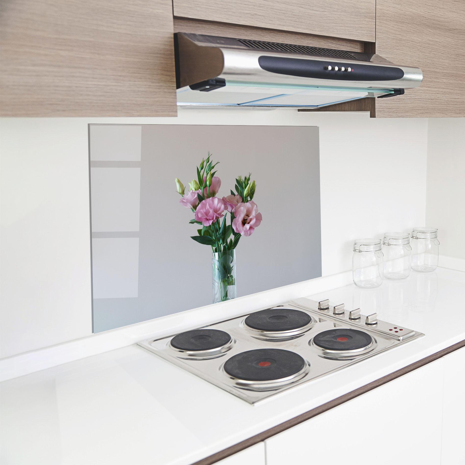 Panou Sticla Bucatarie Pretty Pink Flower Vase mockup 8