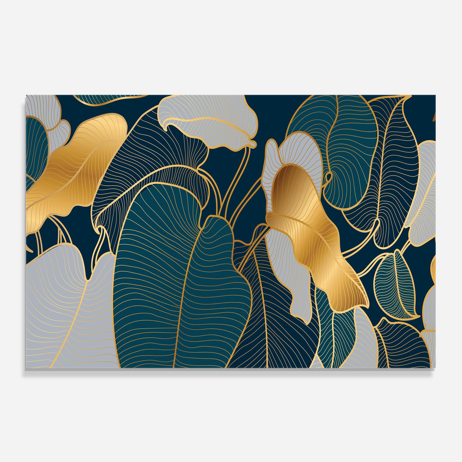Panou Sticla Bucatarie Golden Leaves mockup 0