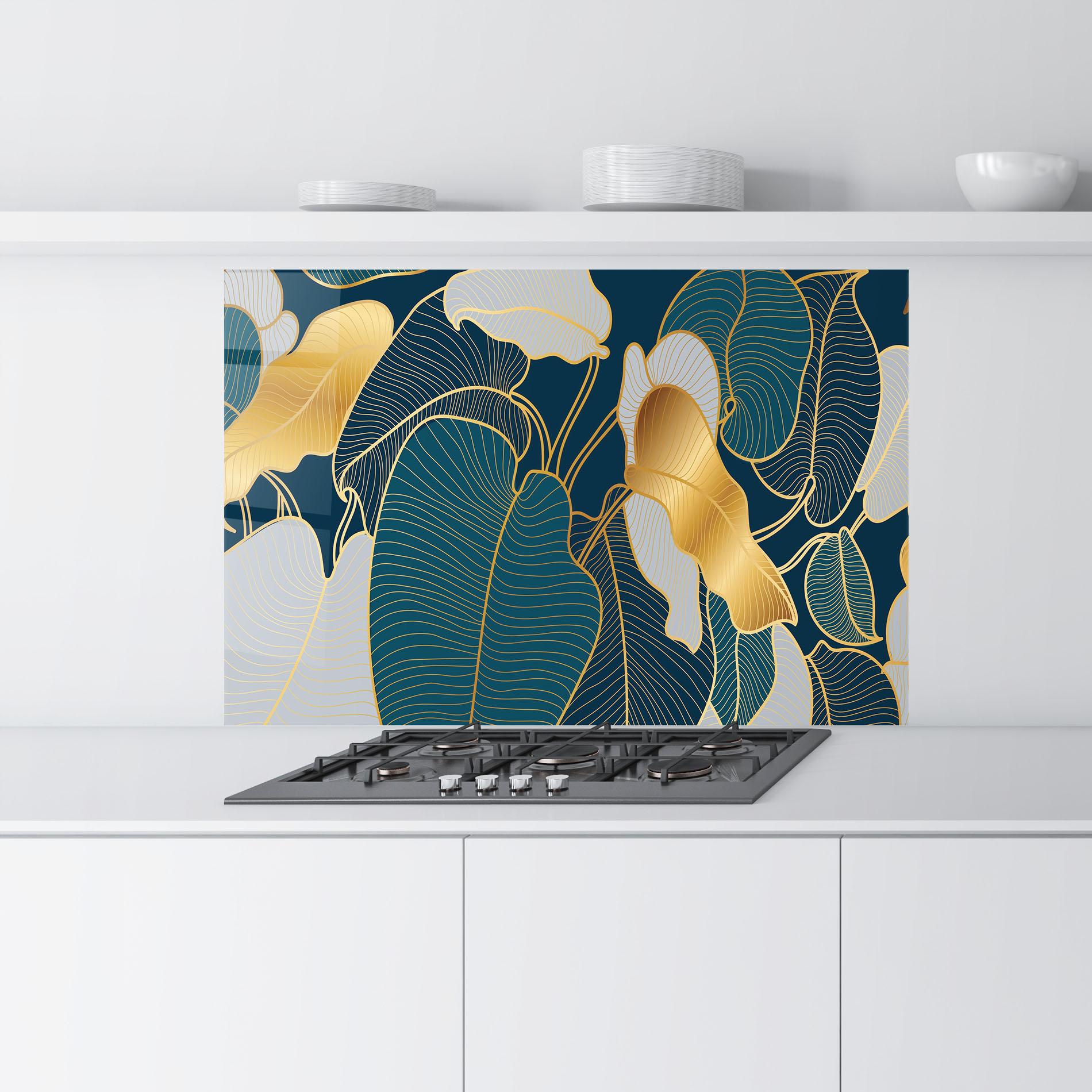 Panou Sticla Bucatarie Golden Leaves mockup 9