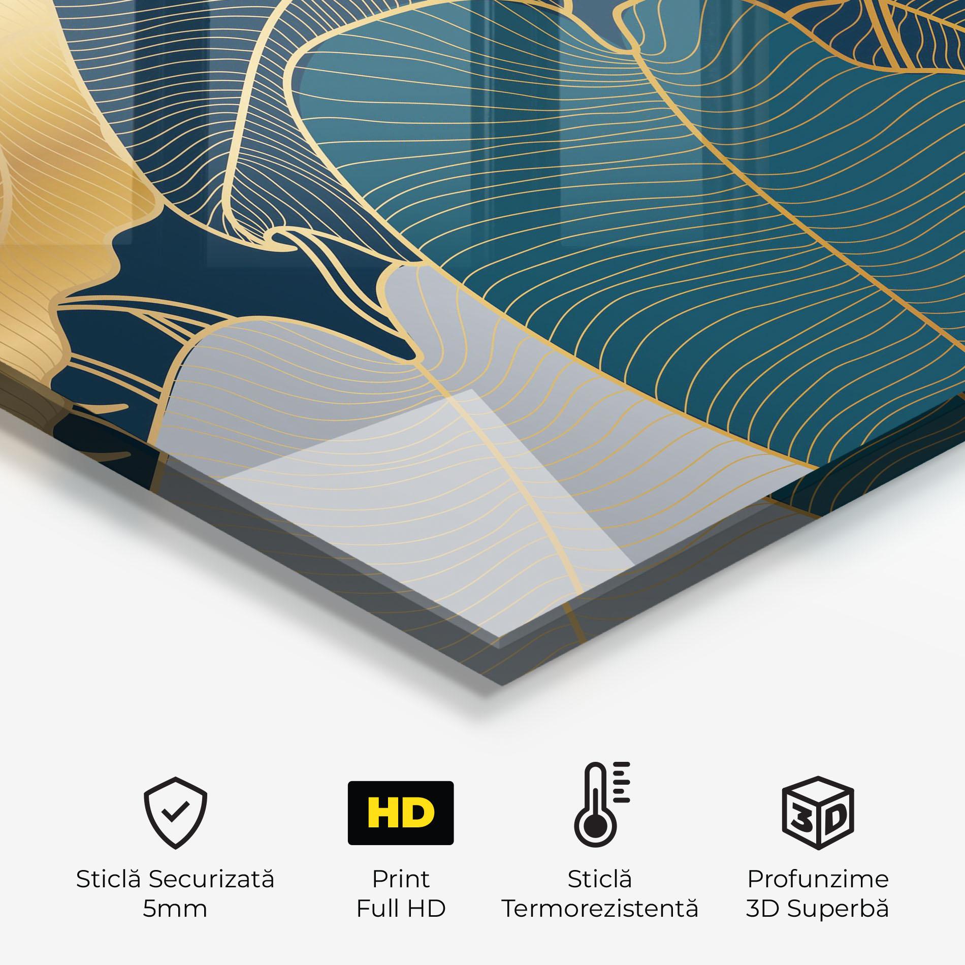 Panou Sticla Bucatarie Golden Leaves mockup 2