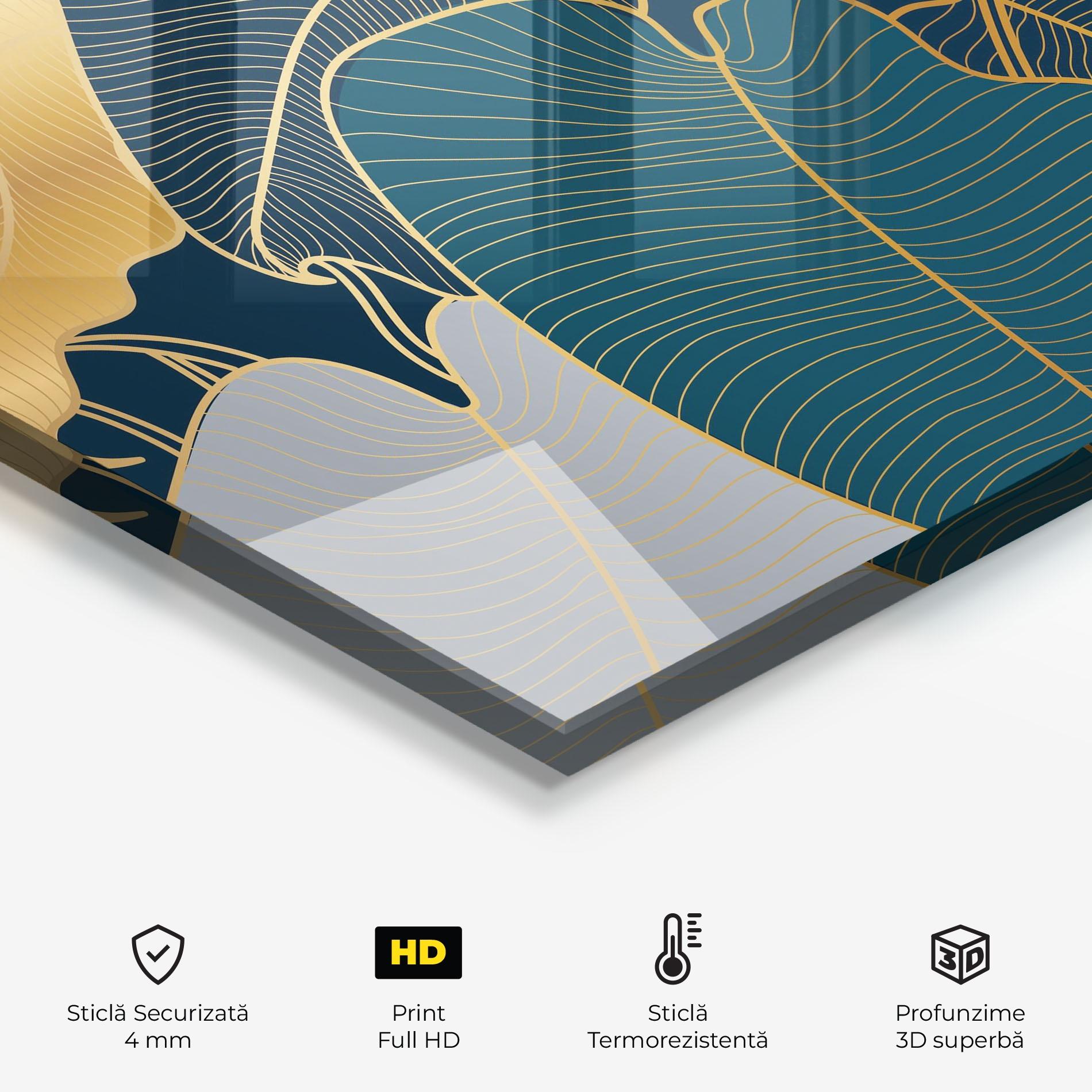 Panou Sticla Bucatarie Golden Leaves mockup 2