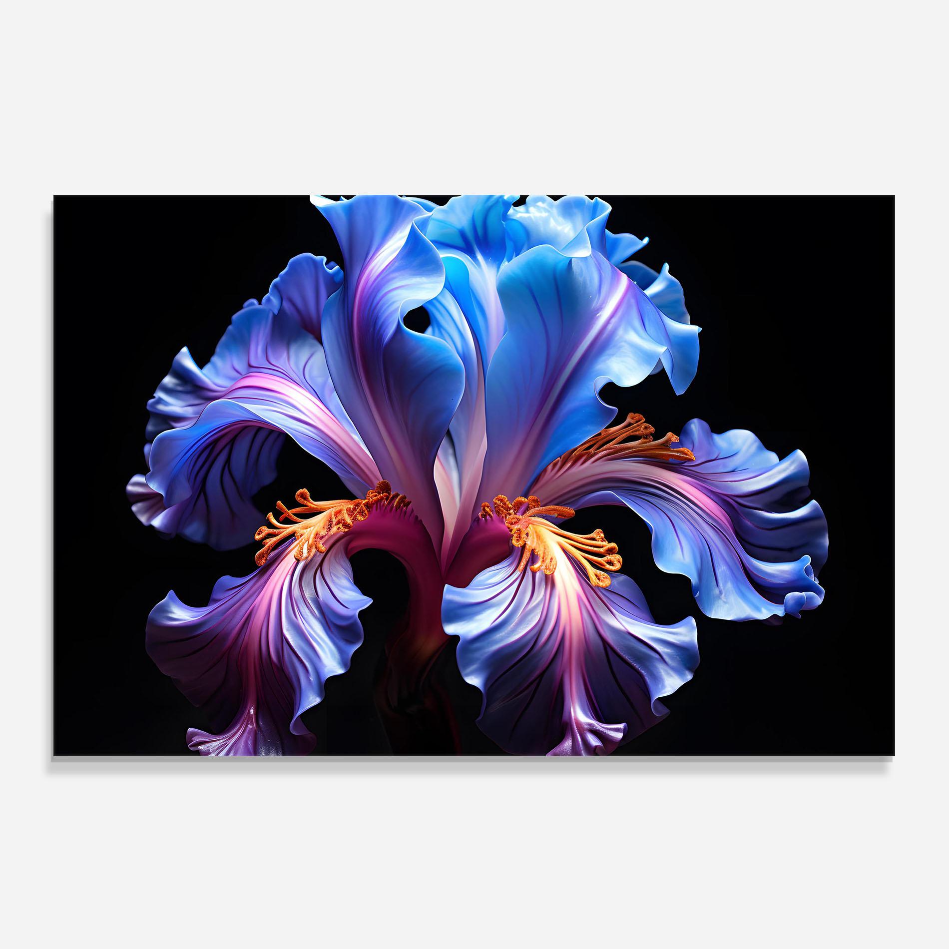 Panou Sticla Bucatarie Beautiful Iris On Black mockup 0