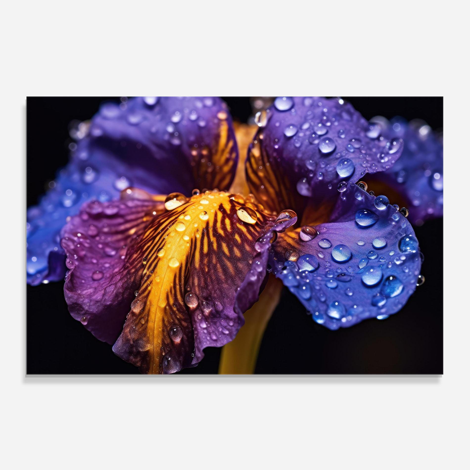 Panou Sticla Bucatarie Close Up Iris After Rain mockup 0