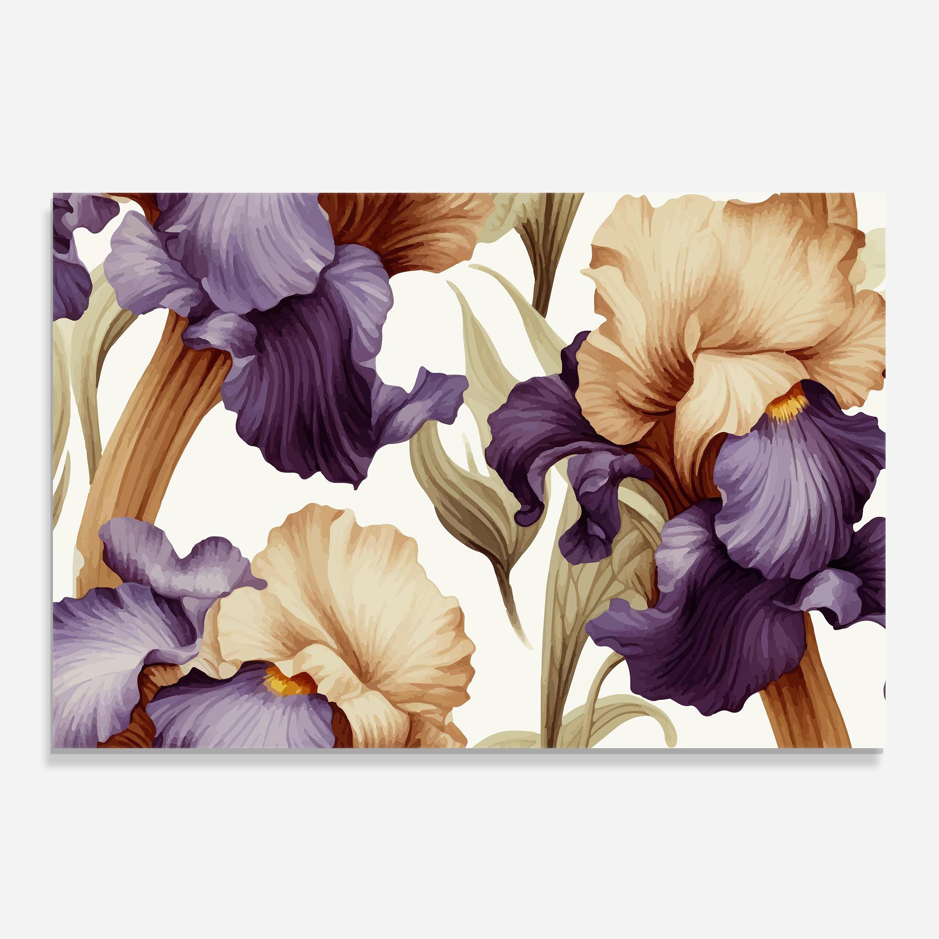 Panou Sticla Bucatarie Cream Purple Iris mockup 0