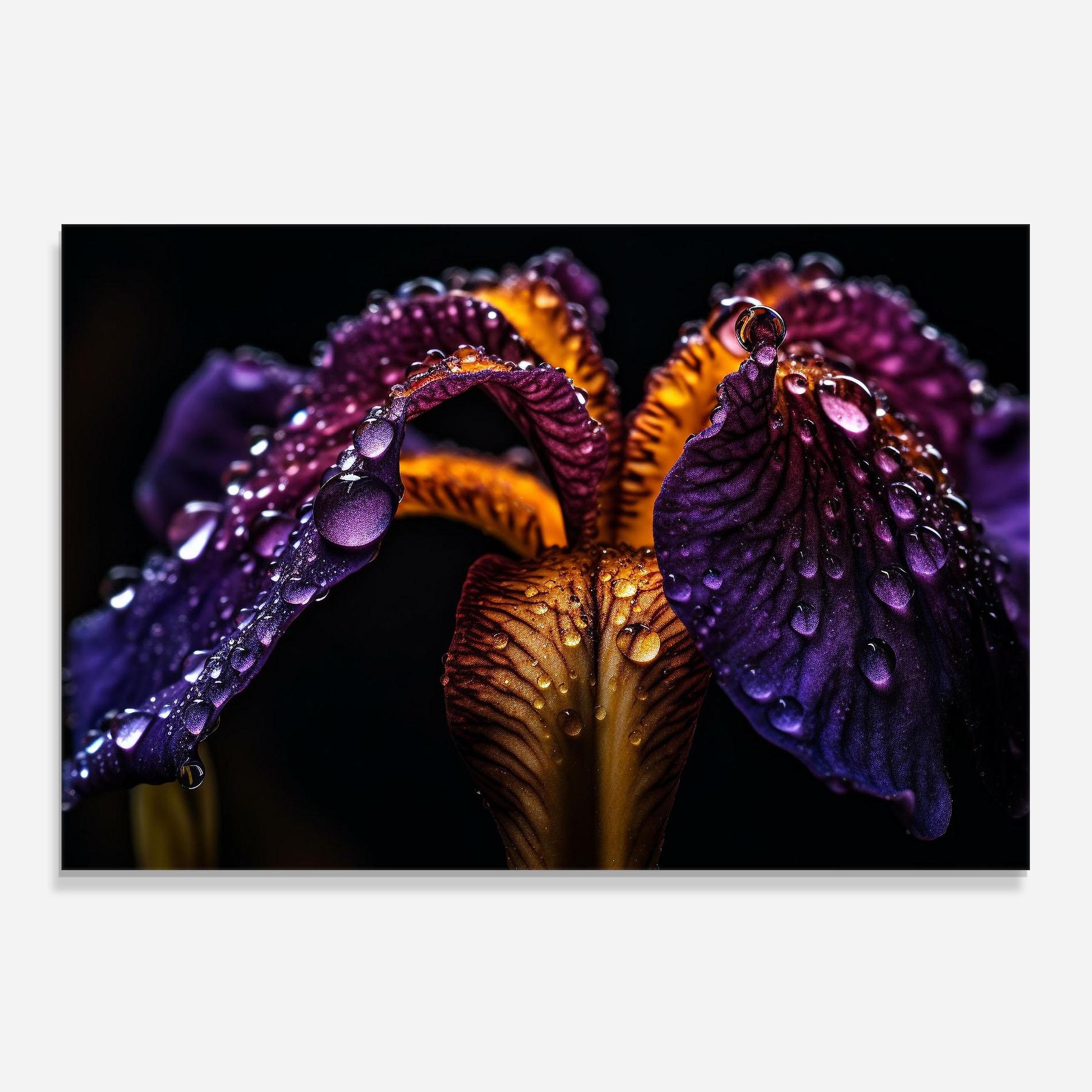 Panou Sticla Bucatarie Dark Iris After Rain mockup 0