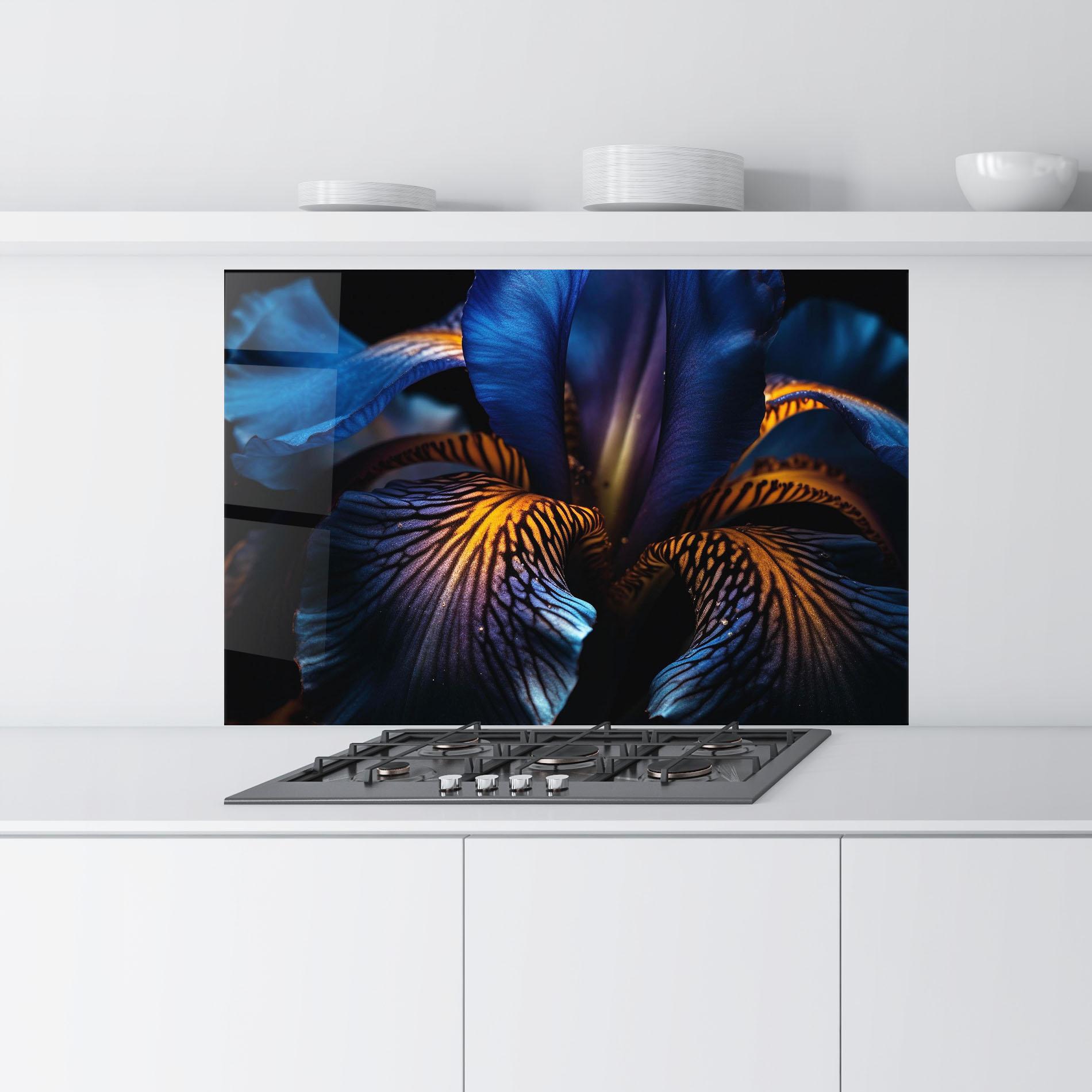 Panou Sticla Bucatarie Dark Yellow Iris mockup 9