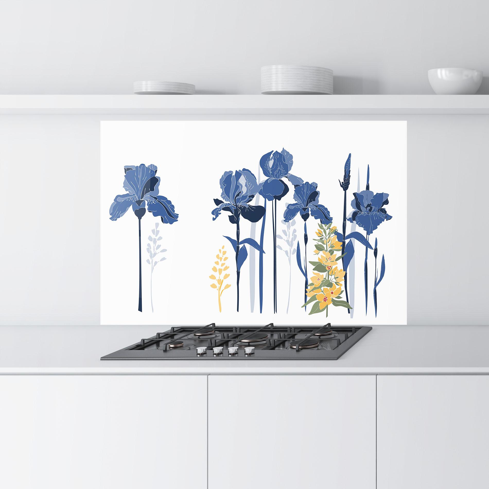 Panou Sticla Bucatarie Iris Blue Art mockup 9