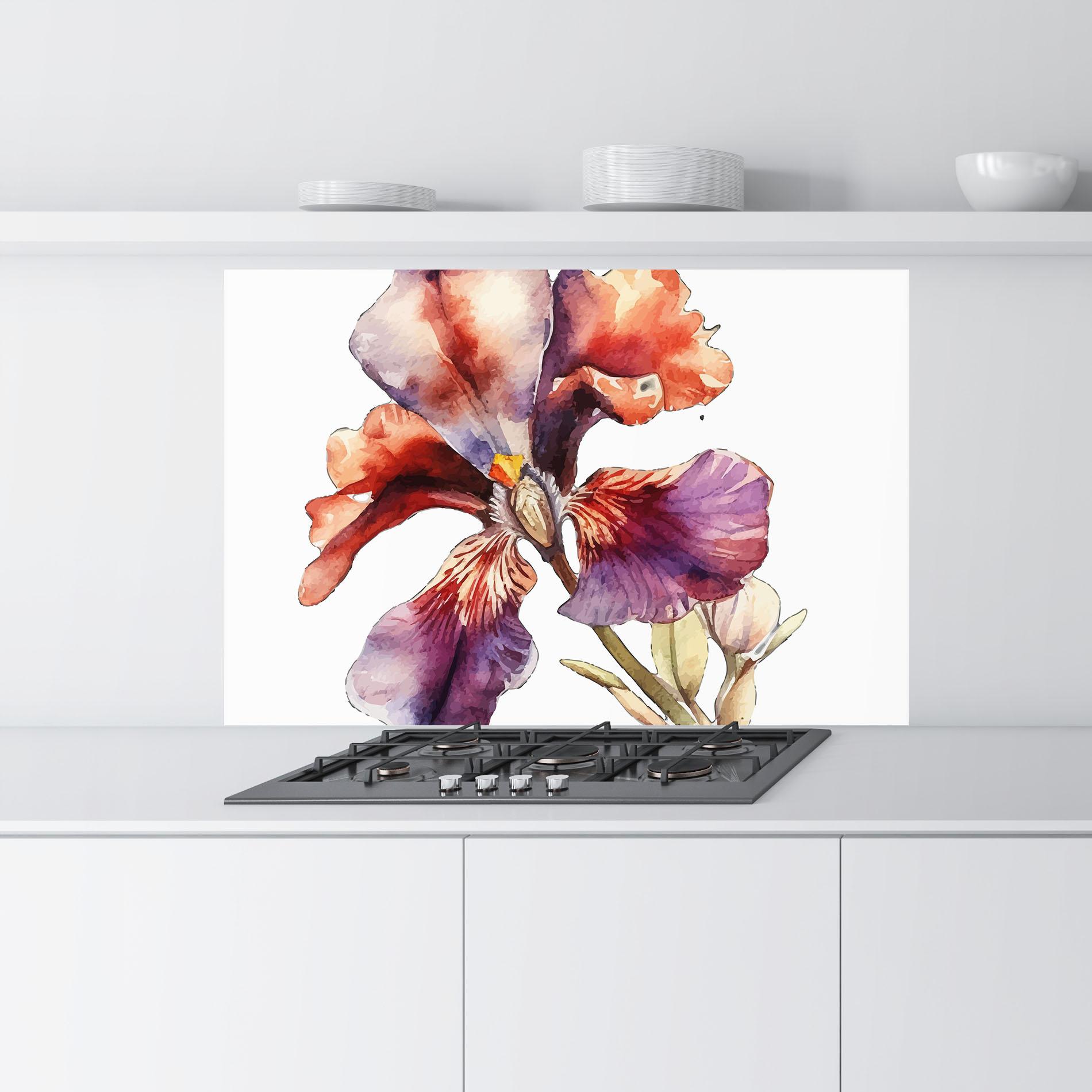 Panou Sticla Bucatarie Watercolor Iris mockup 9