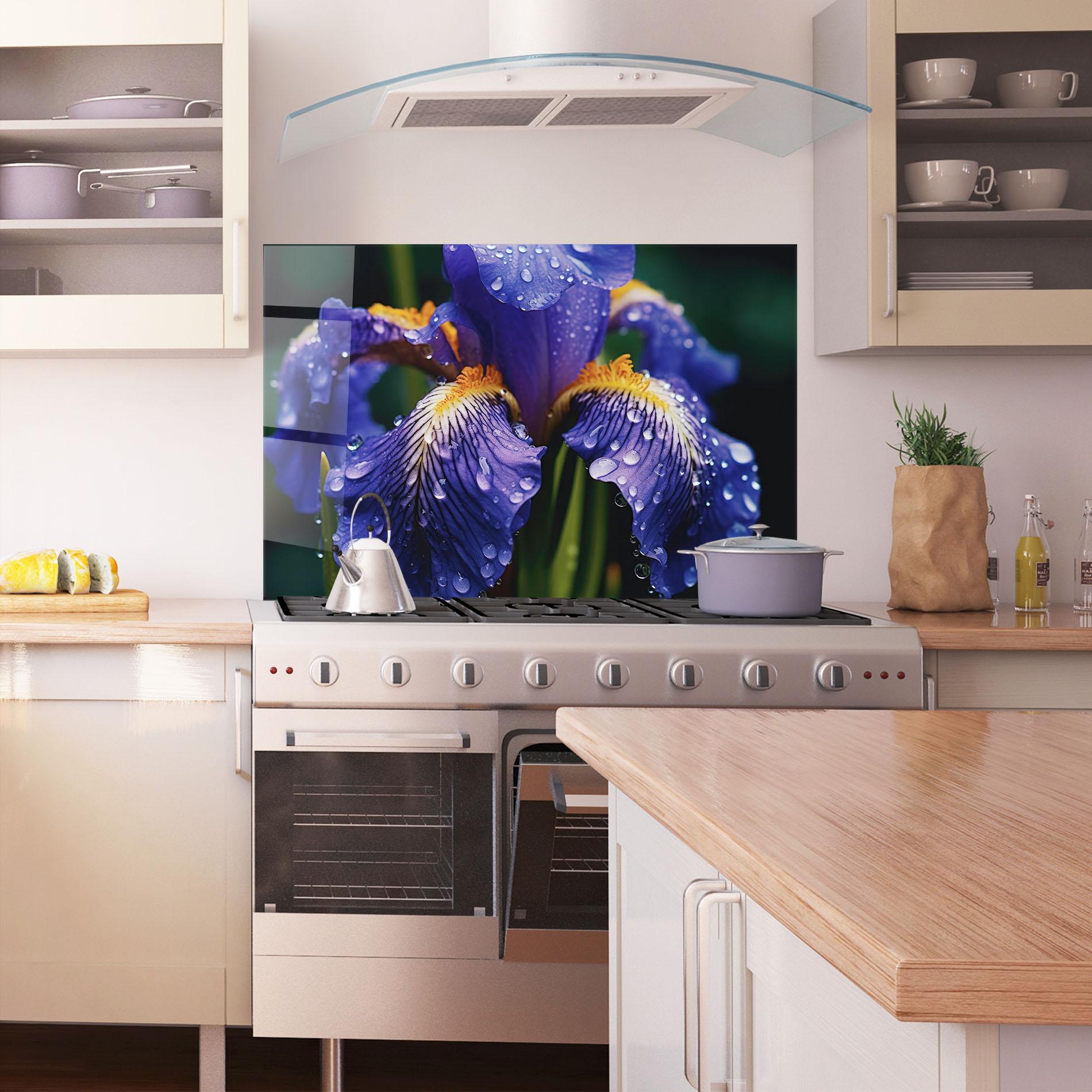 Panou Sticla Bucatarie Iris After Rain mockup 1