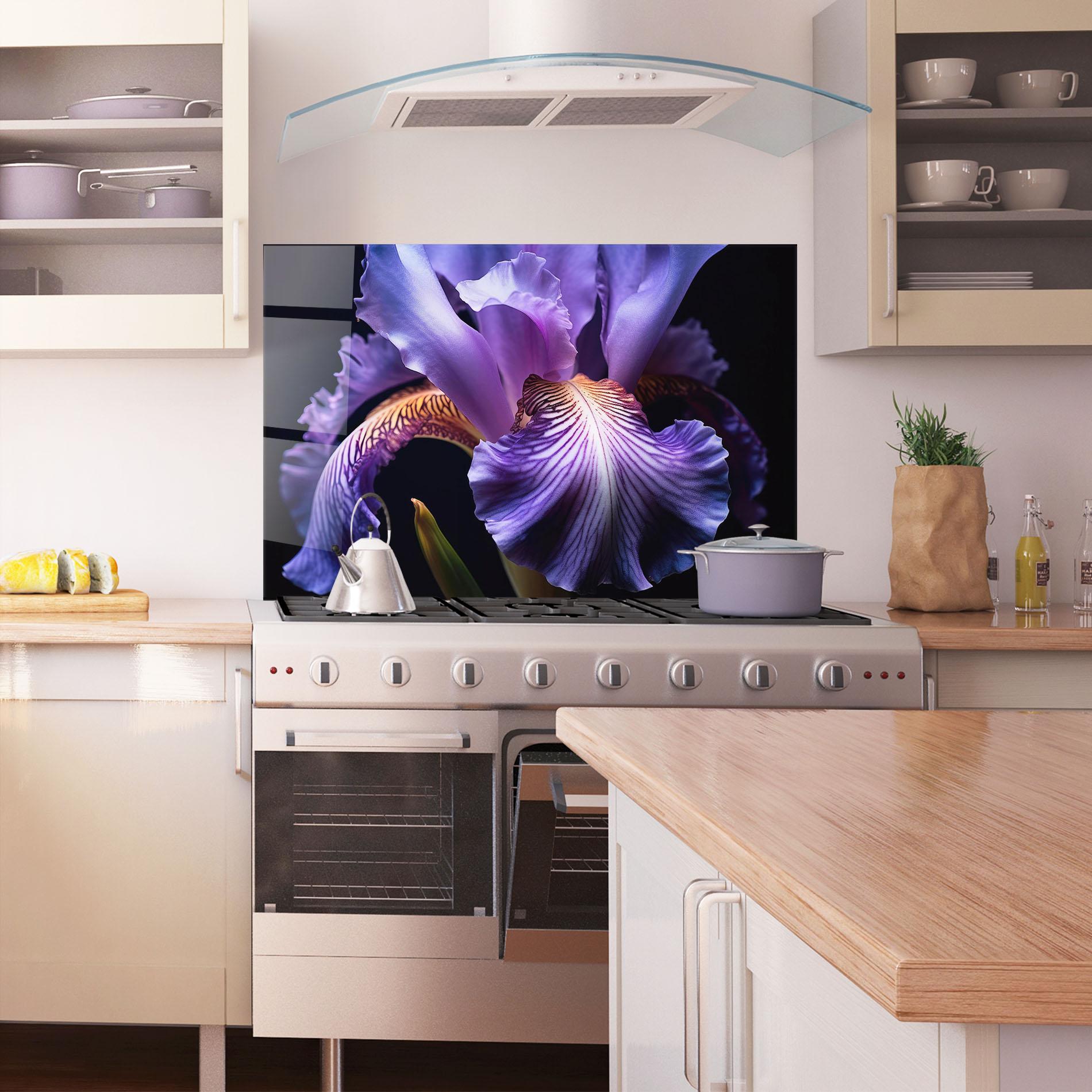 Panou Sticla Bucatarie Iris Beautiful Close Up mockup 1