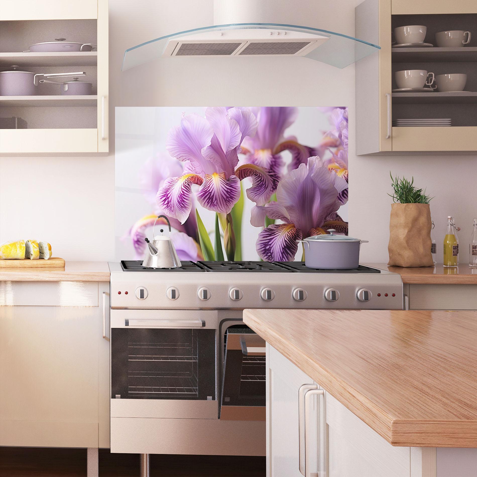 Panou Sticla Bucatarie Iris In Vase mockup 1