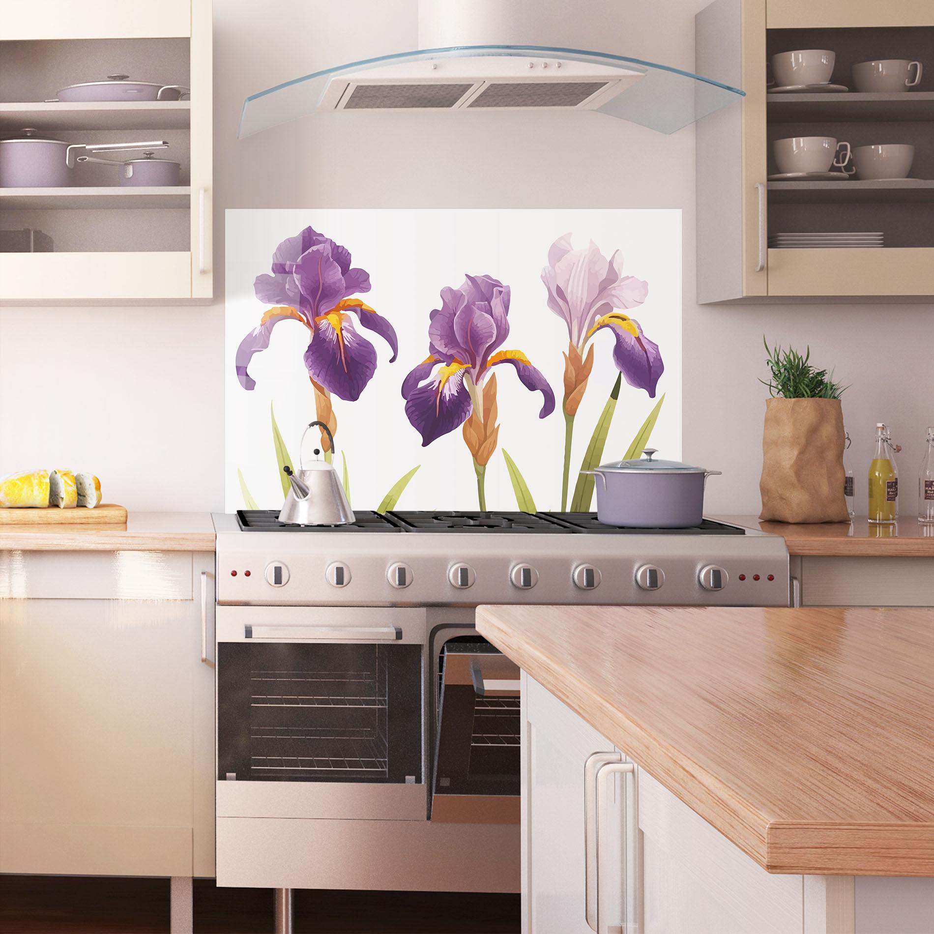 Panou Sticla Bucatarie Iris Leaf mockup 1