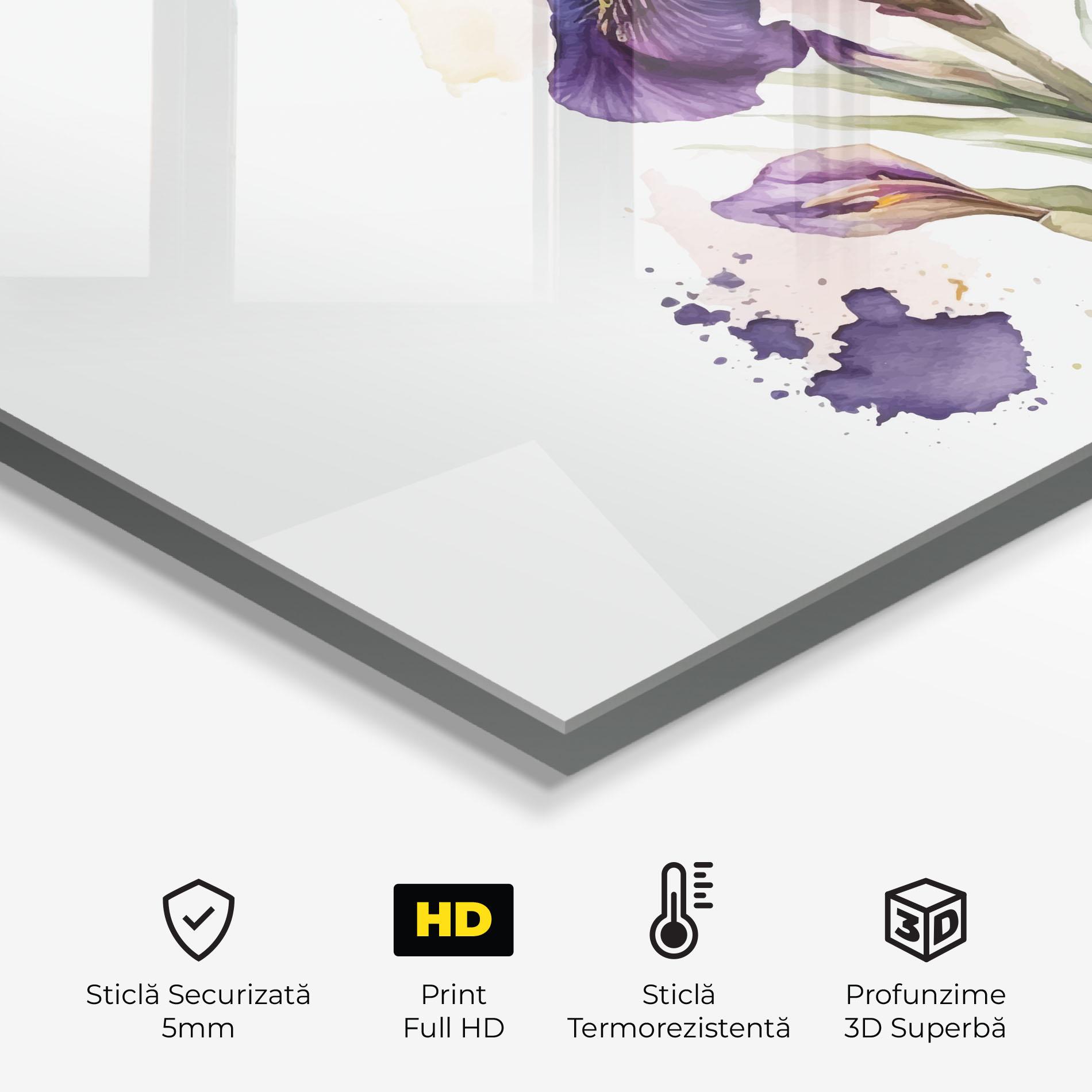 Panou Sticla Bucatarie Beautiful Purple Iris mockup 2