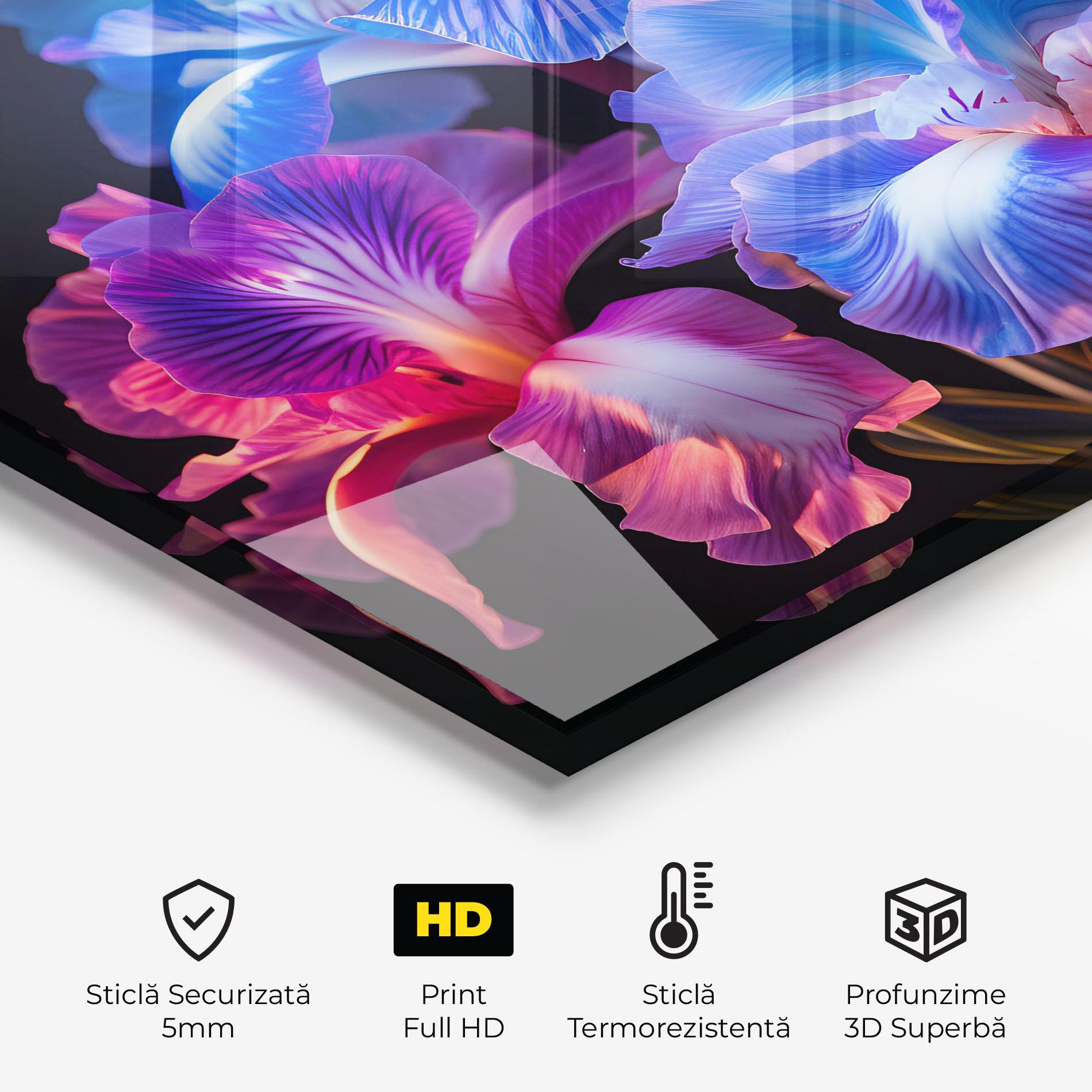 Panou Sticla Bucatarie Blue Light Iris mockup 2