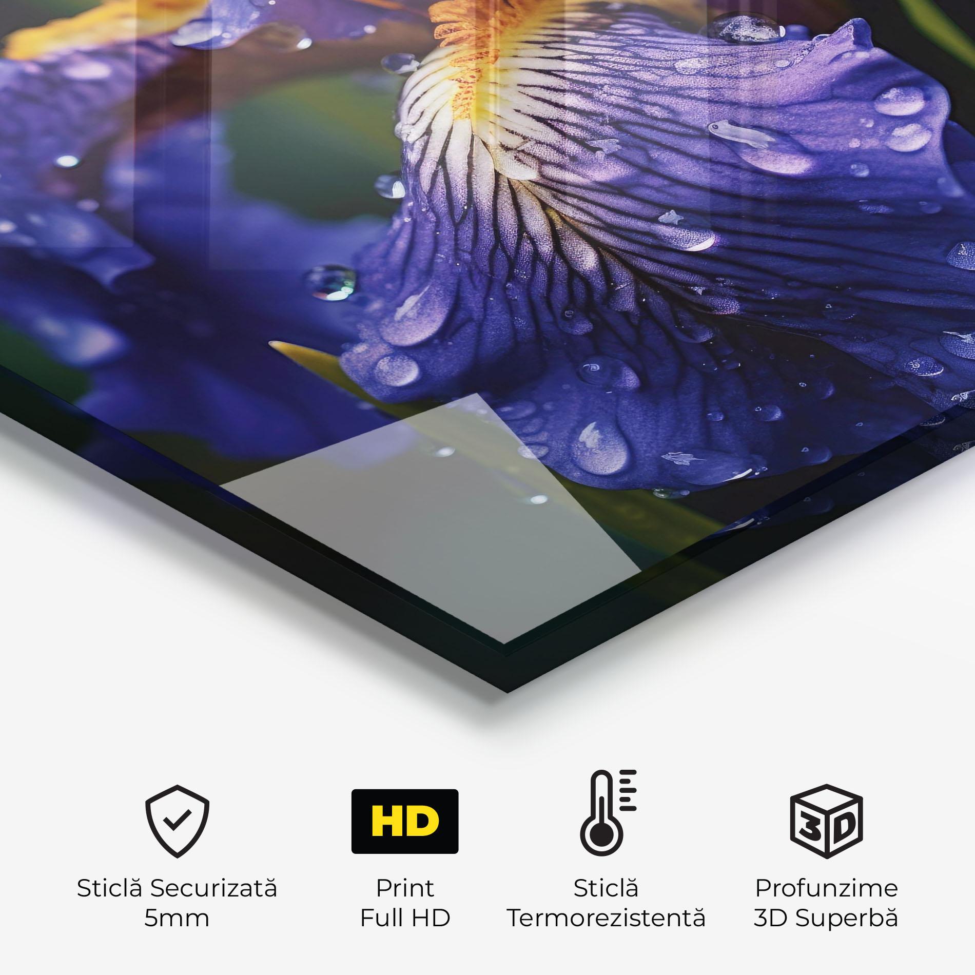 Panou Sticla Bucatarie Iris Close Up Aftrer Rain mockup 2