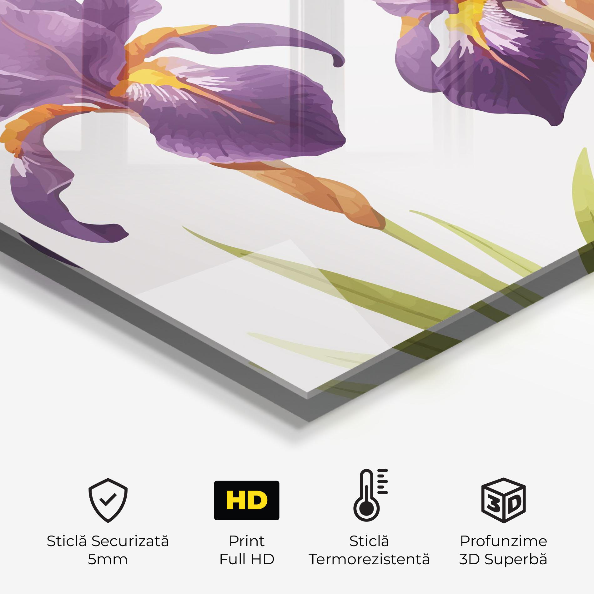 Panou Sticla Bucatarie Iris Leaf mockup 2