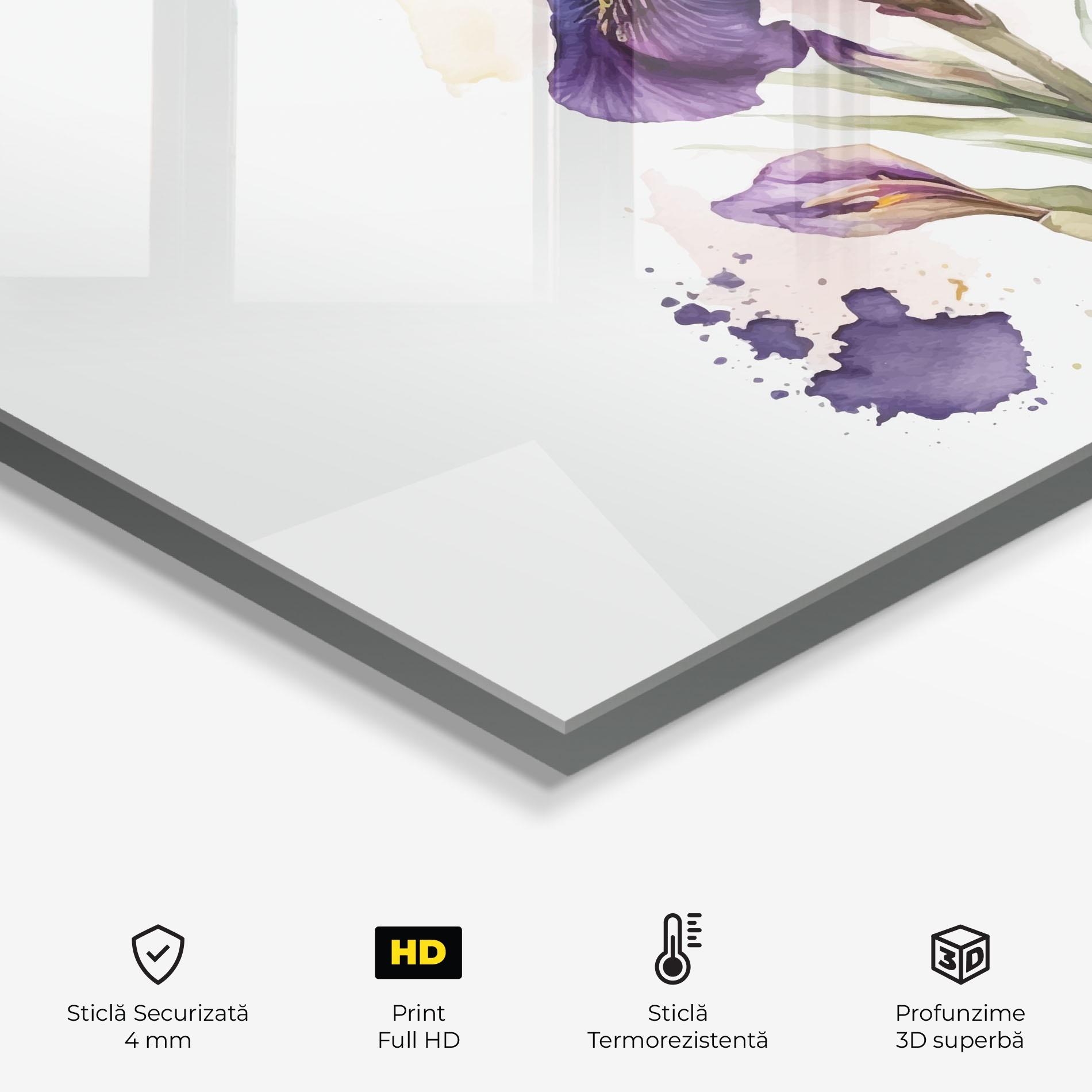 Panou Sticla Bucatarie Beautiful Purple Iris mockup 2