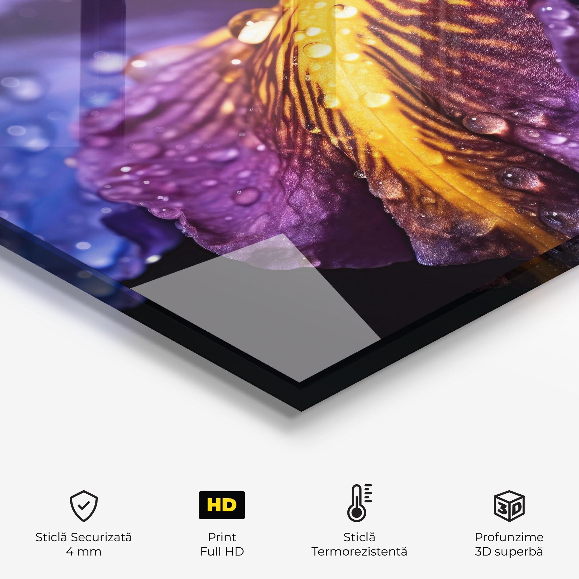 Panou Sticla Bucatarie Close Up Iris After Rain mockup 2