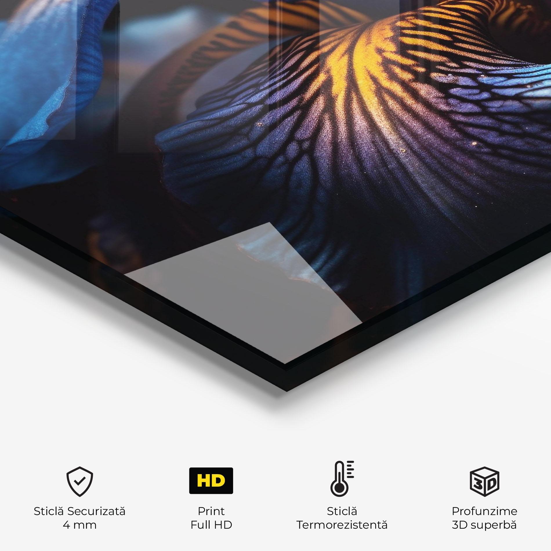 Panou Sticla Bucatarie Dark Yellow Iris mockup 2