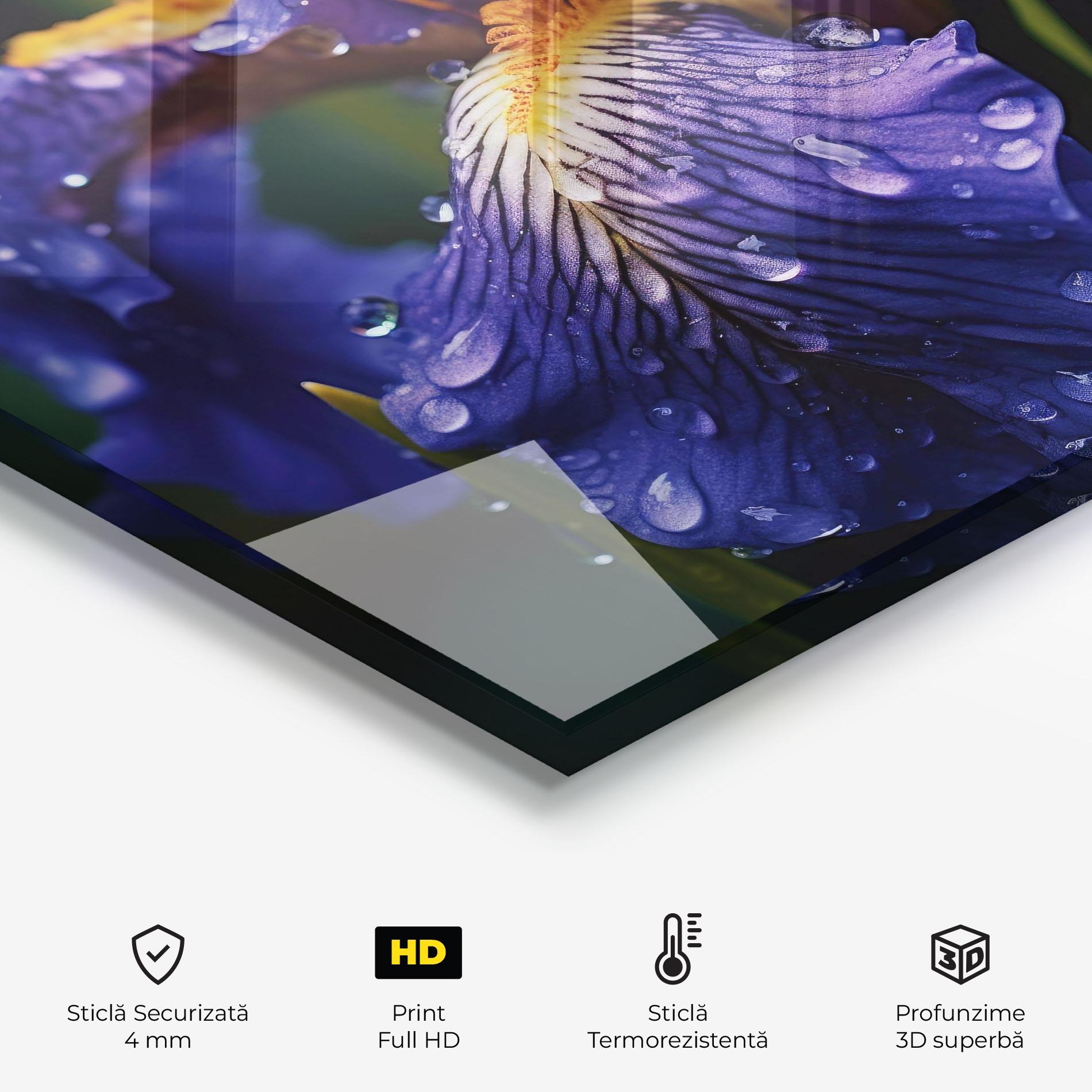 Panou Sticla Bucatarie Iris Close Up Aftrer Rain mockup 2