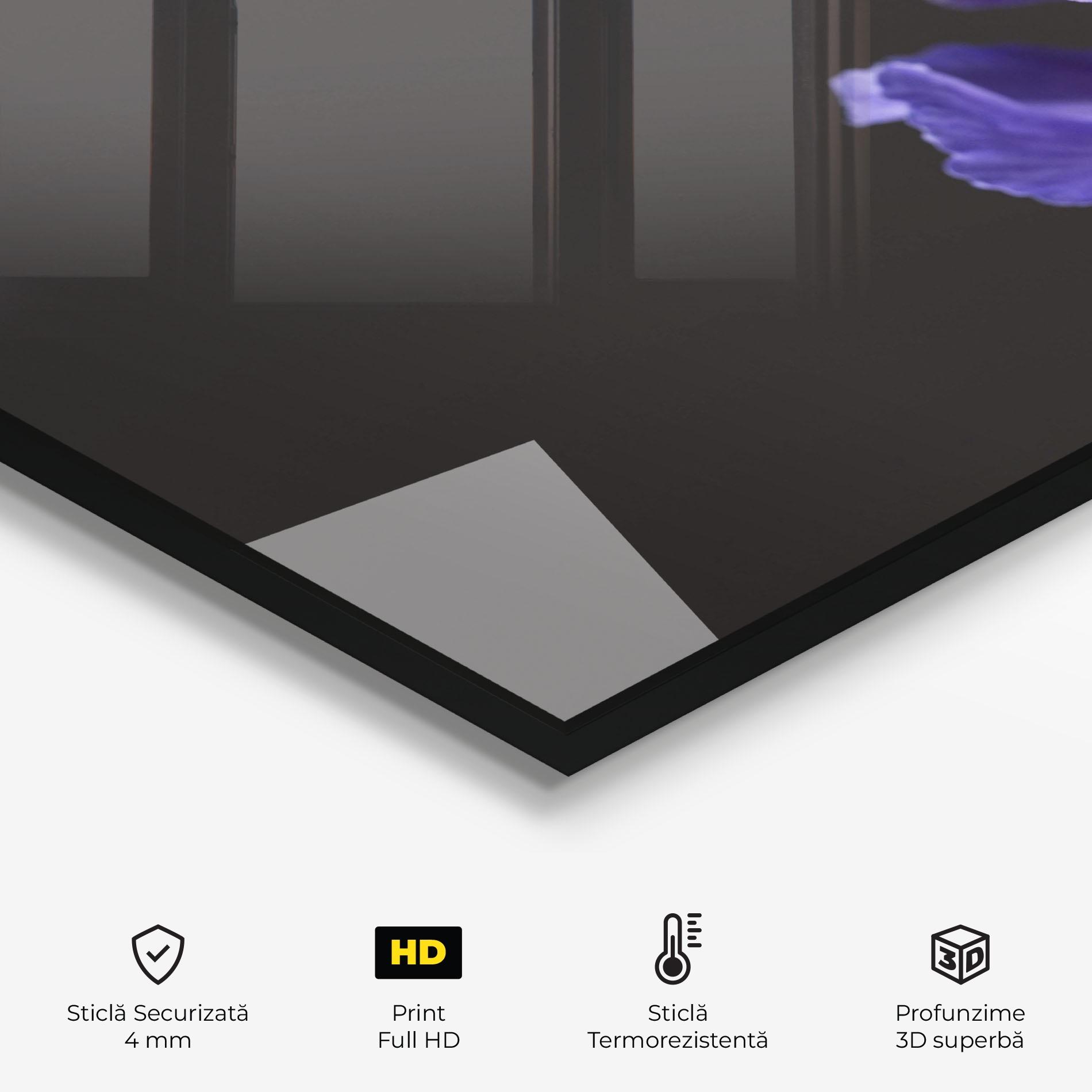 Panou Sticla Bucatarie Iris On Black mockup 2