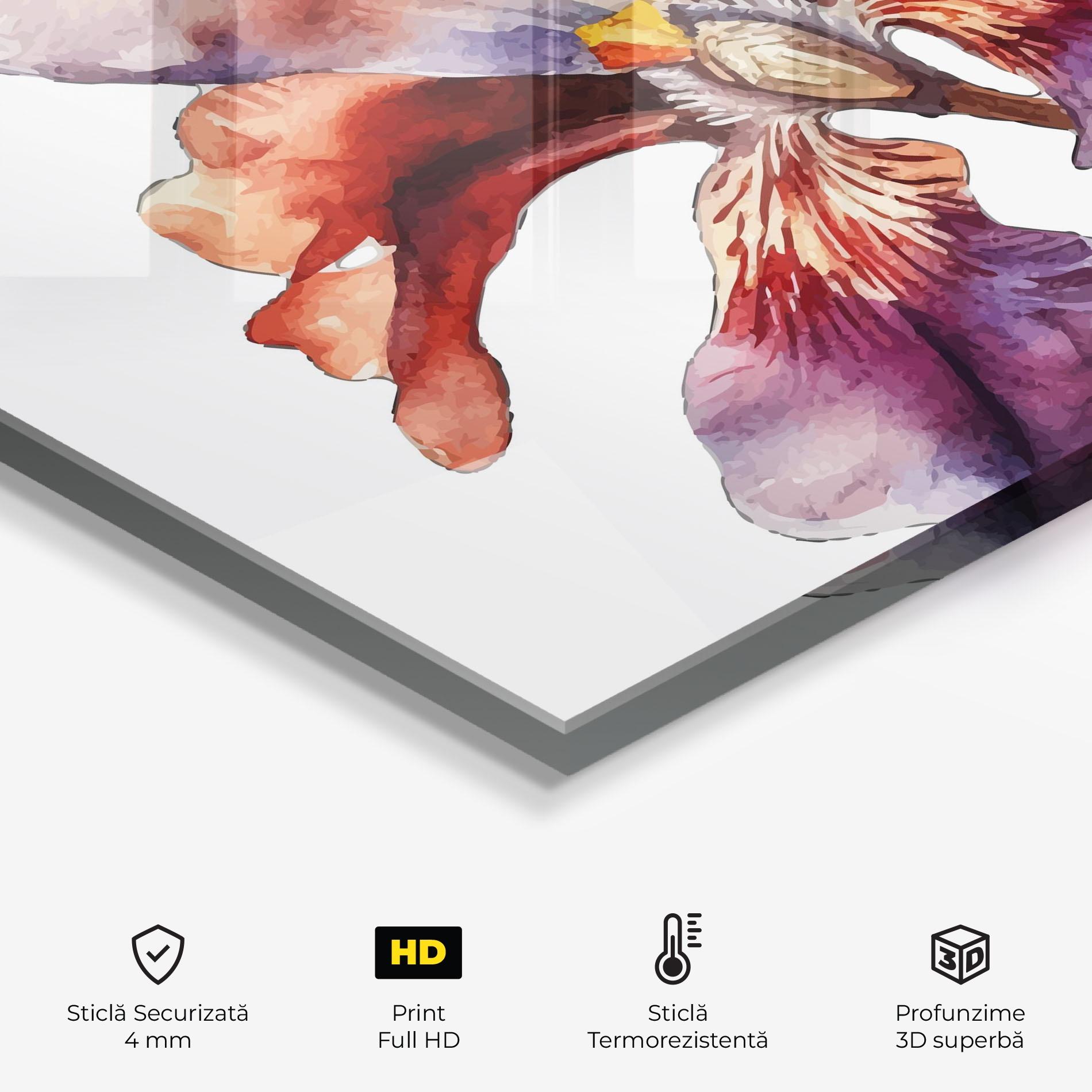 Panou Sticla Bucatarie Watercolor Iris mockup 2