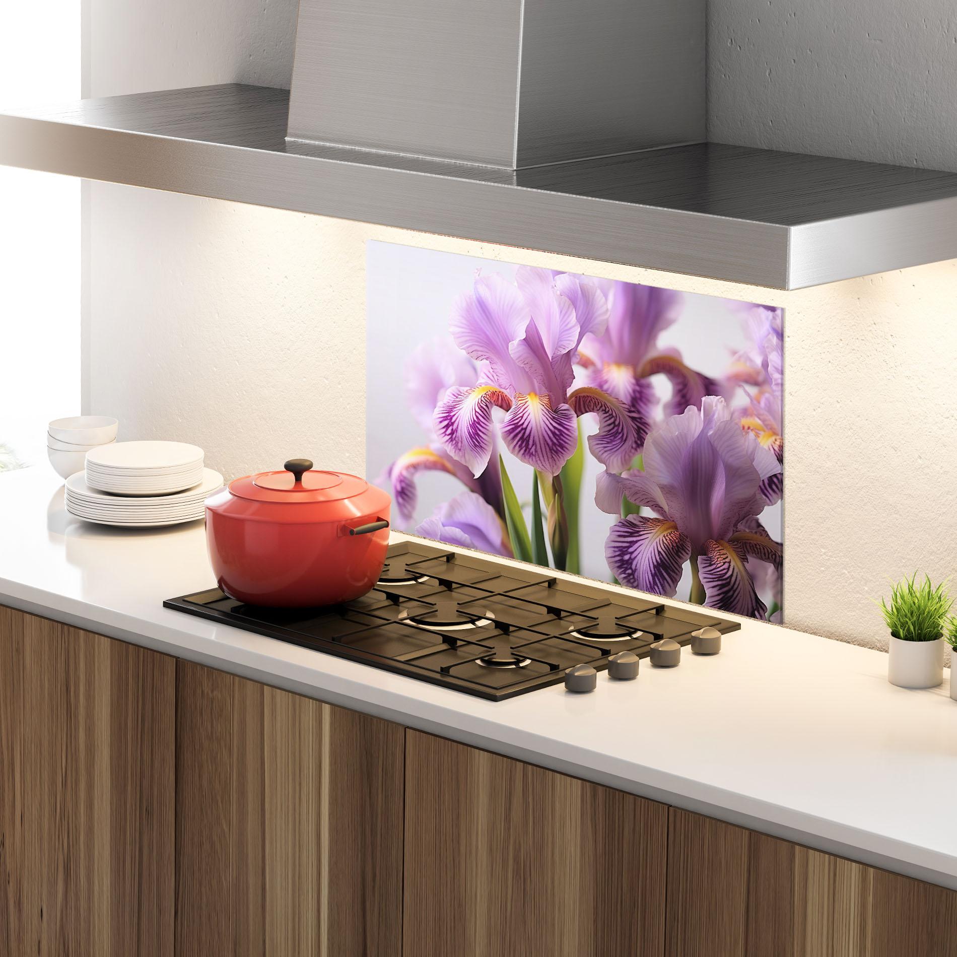 Panou Sticla Bucatarie Iris In Vase mockup 4