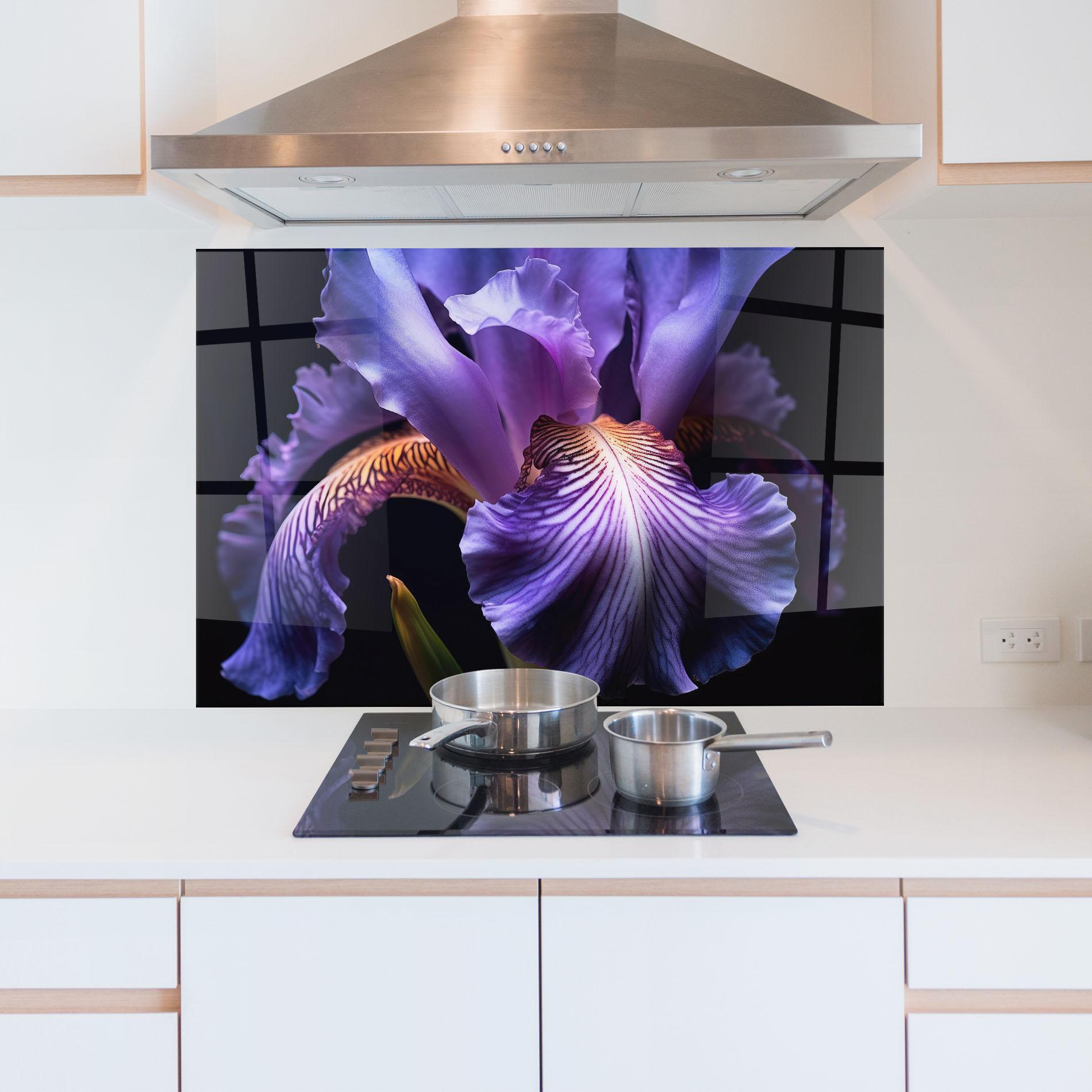 Panou Sticla Bucatarie Iris Beautiful Close Up mockup 5