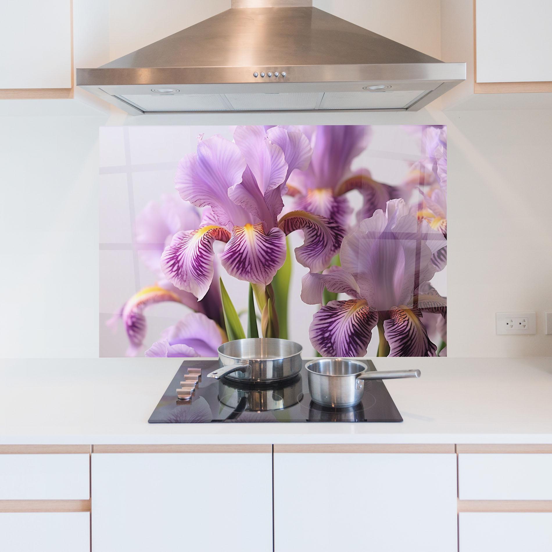 Panou Sticla Bucatarie Iris In Vase mockup 5