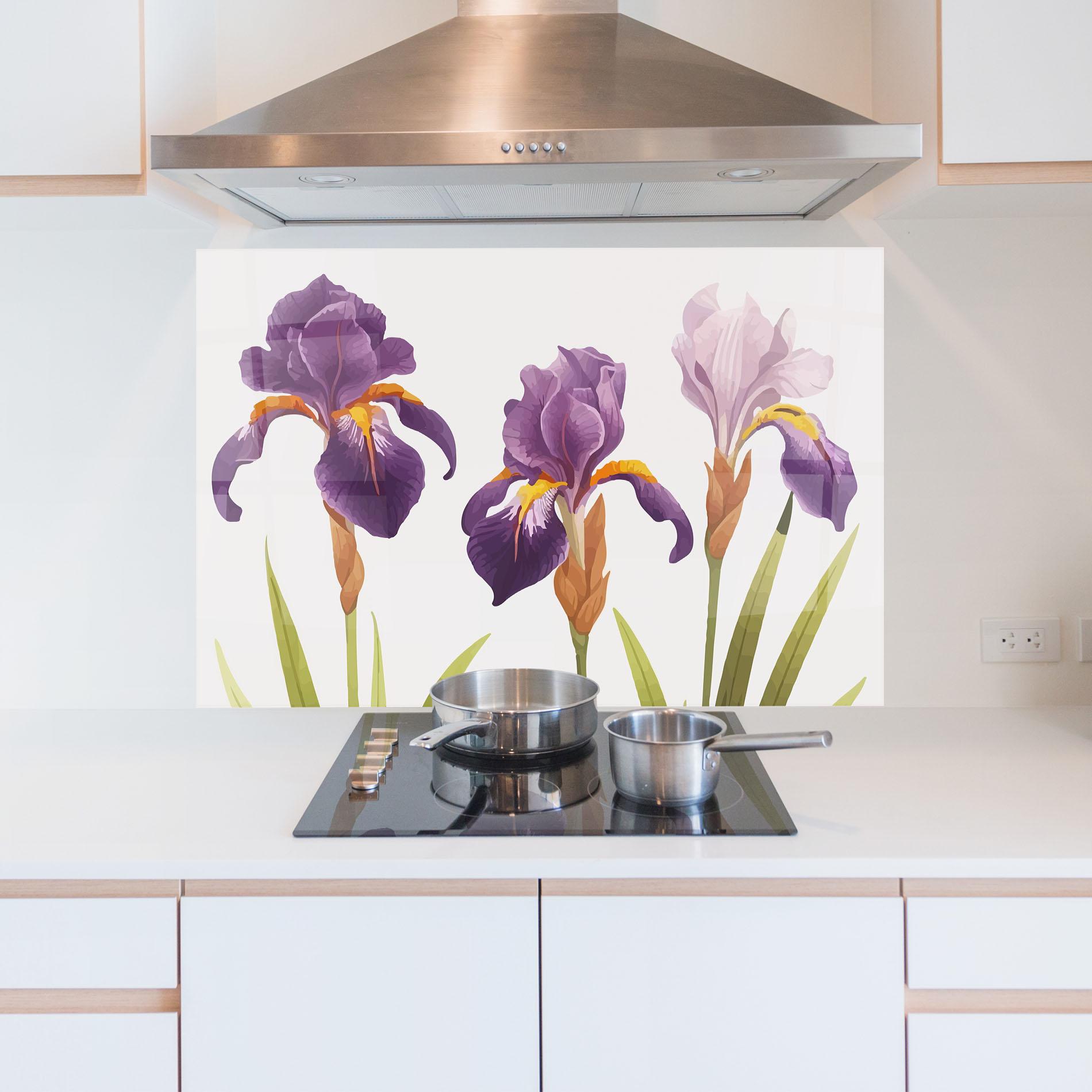 Panou Sticla Bucatarie Iris Leaf mockup 5