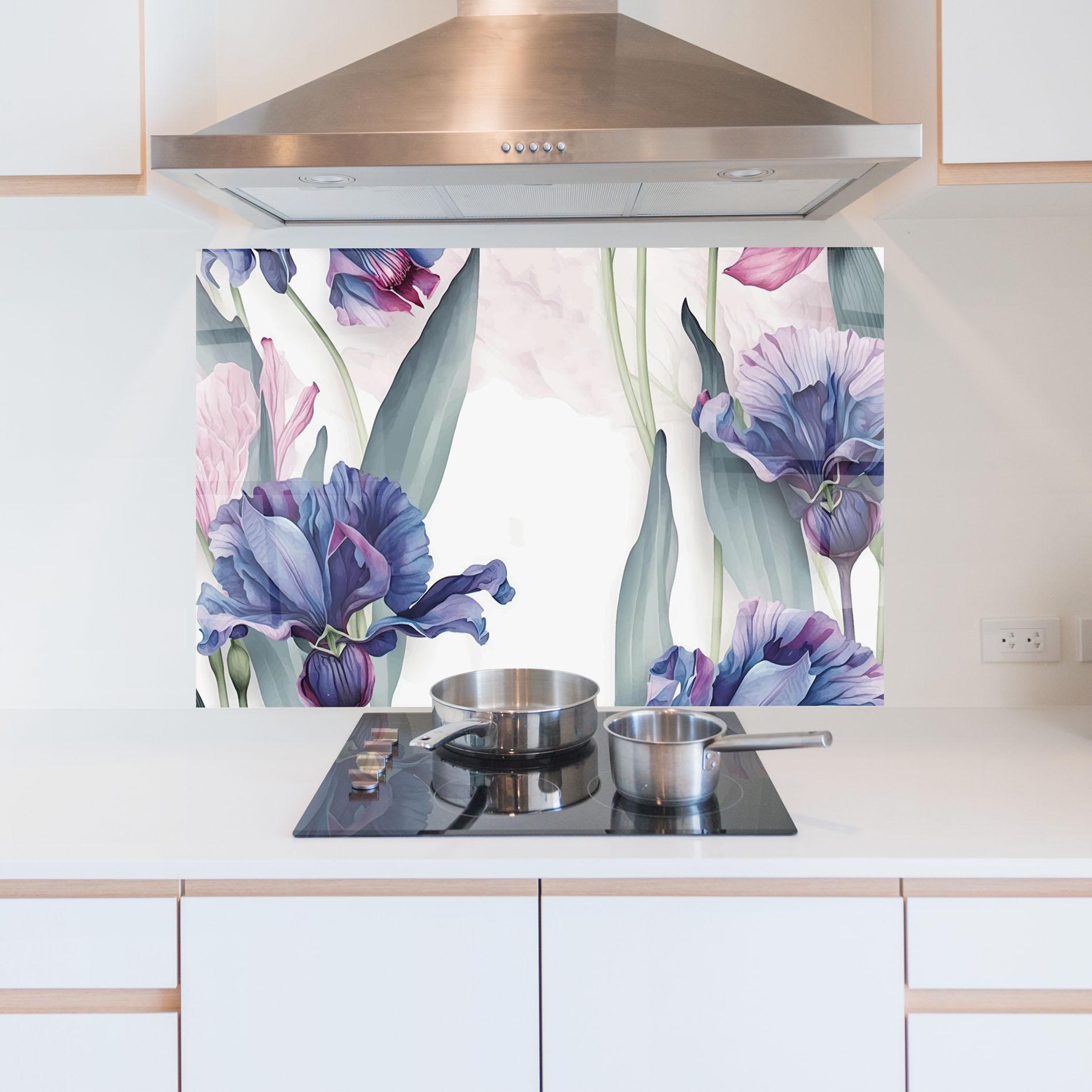 Panou Sticla Bucatarie Iris Purple Shades mockup 5