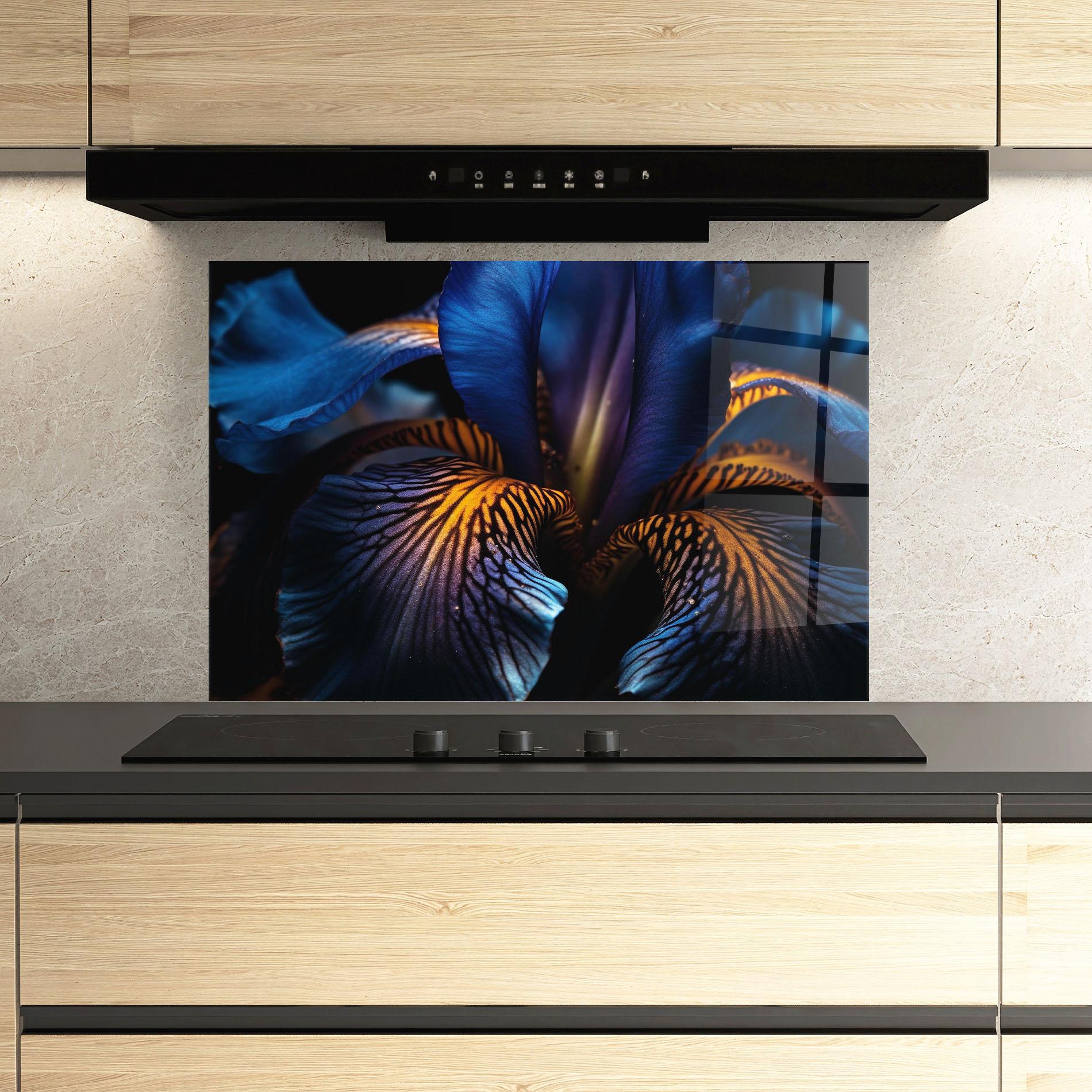 Panou Sticla Bucatarie Dark Yellow Iris mockup 3