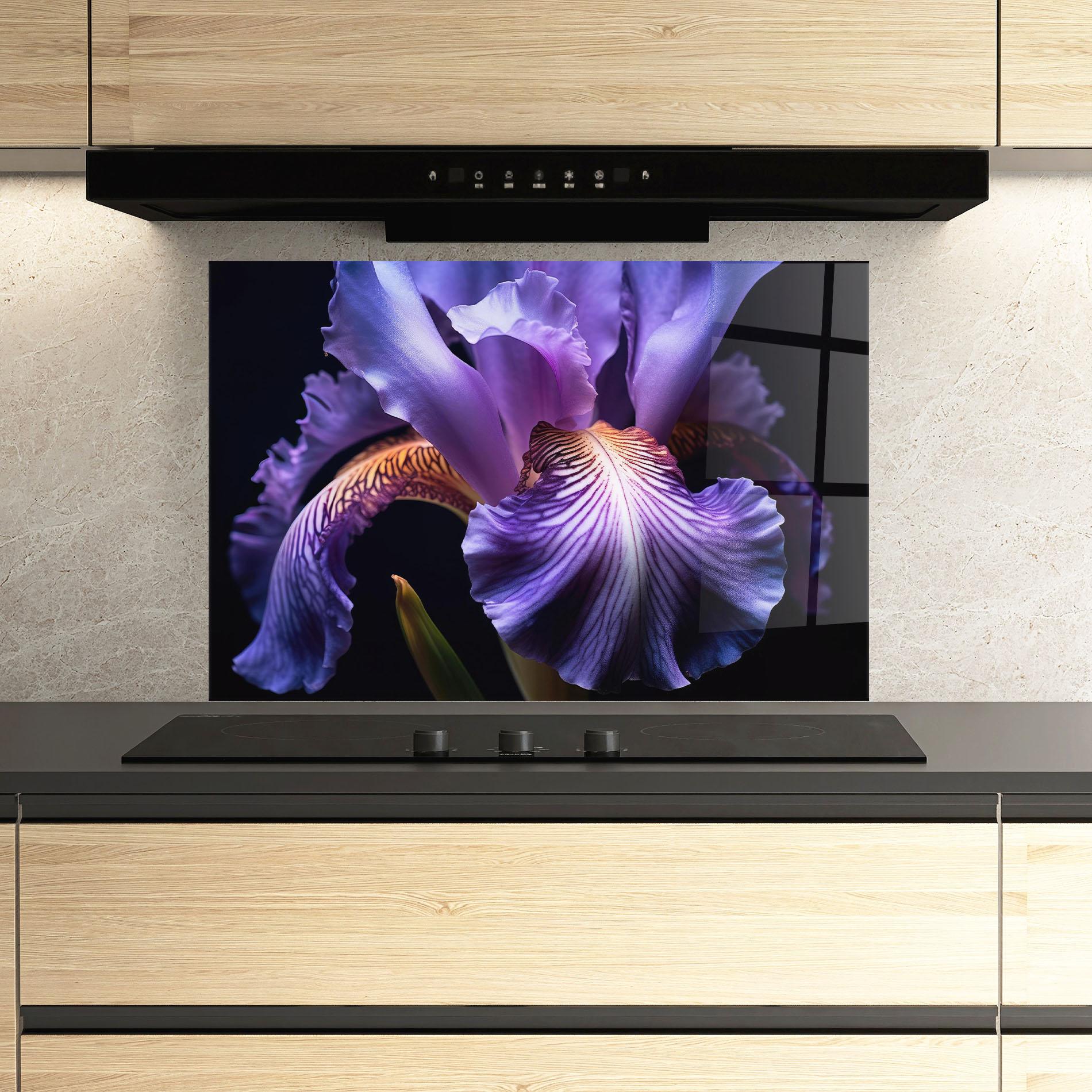 Panou Sticla Bucatarie Iris Beautiful Close Up mockup 3