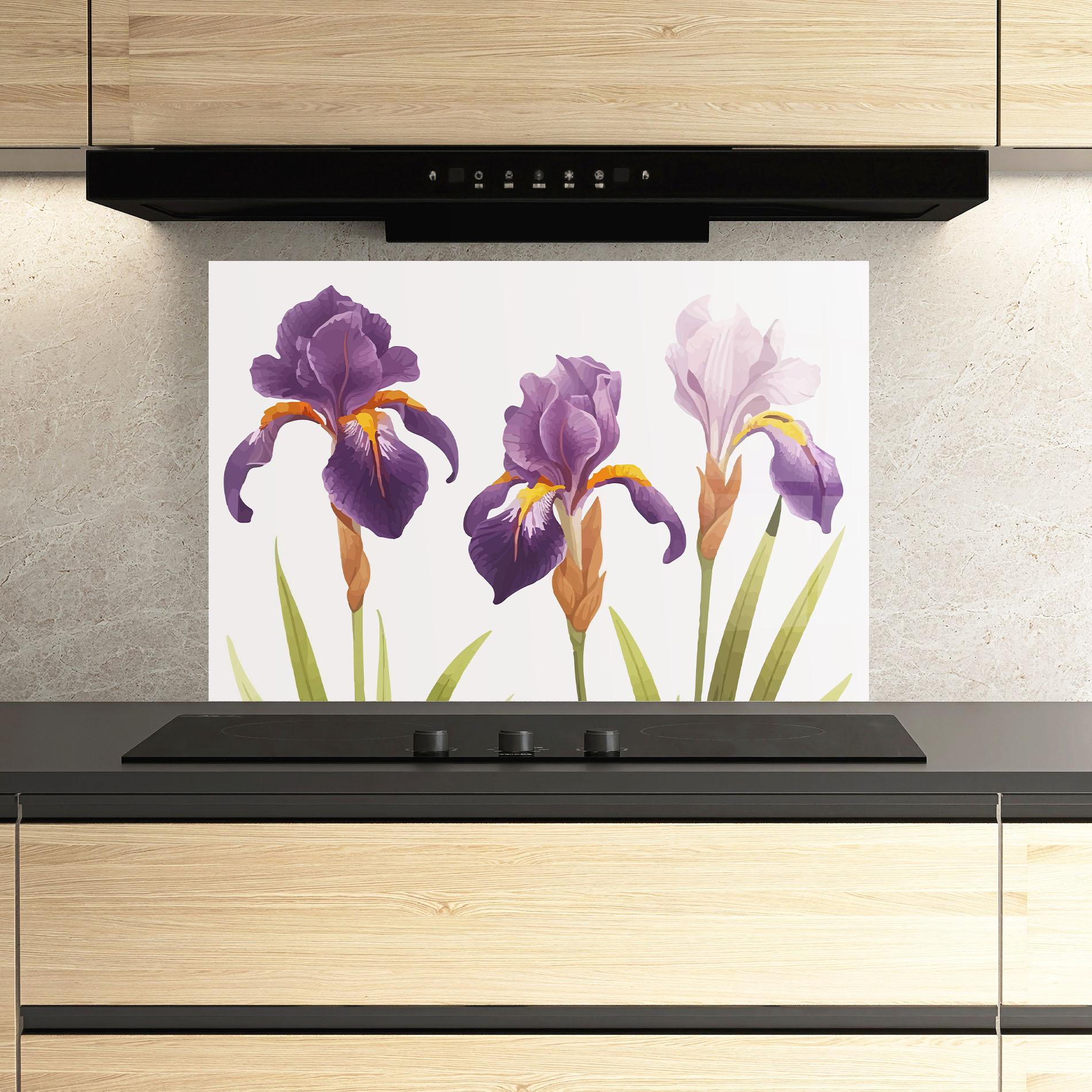 Panou Sticla Bucatarie Iris Leaf mockup 3