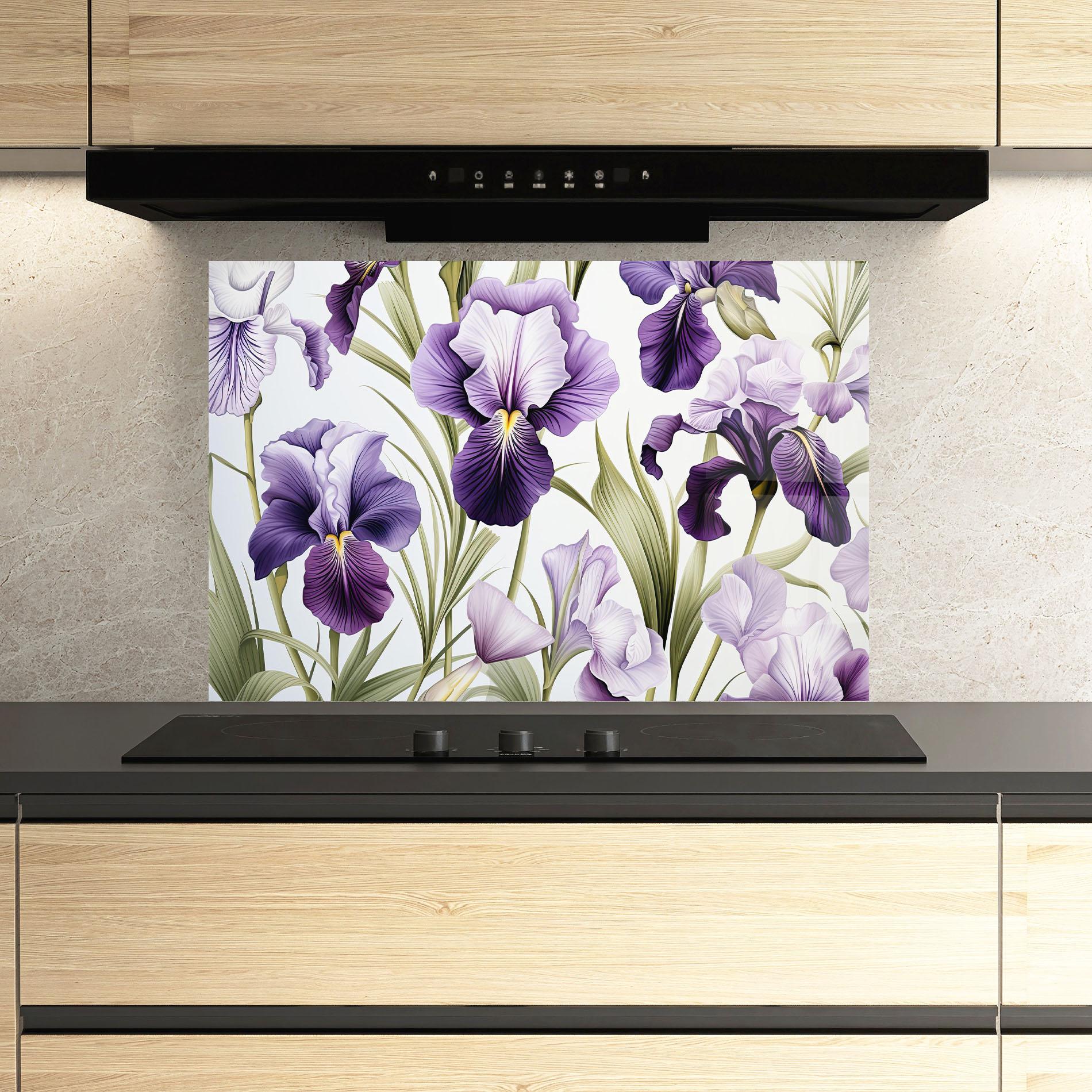 Panou Sticla Bucatarie Iris Painting mockup 3