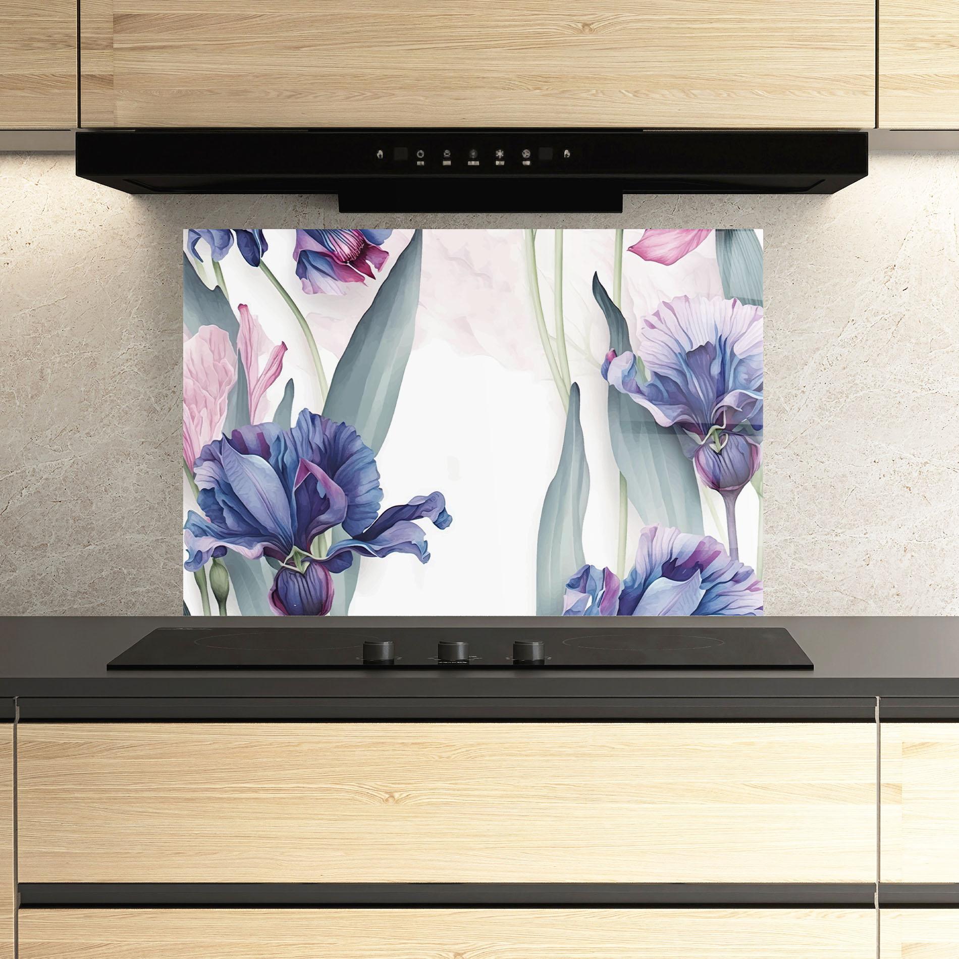 Panou Sticla Bucatarie Iris Purple Shades mockup 3