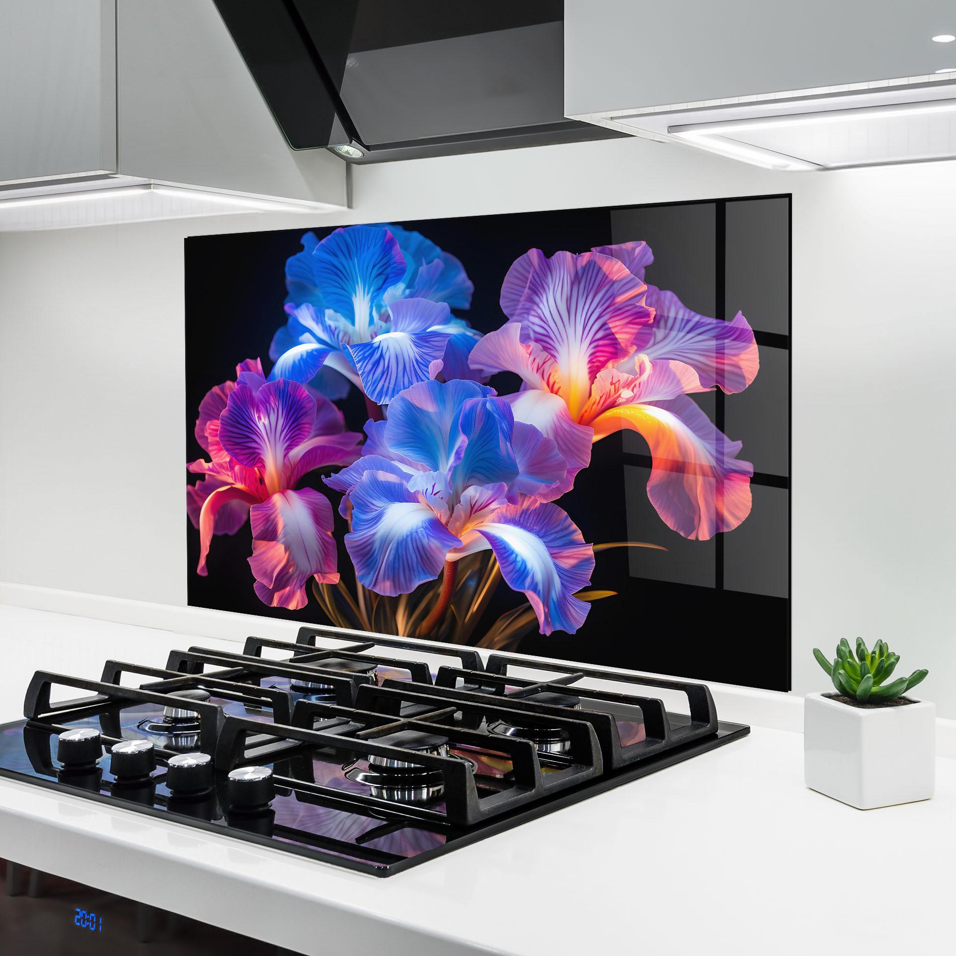 Panou Sticla Bucatarie Blue Light Iris mockup 6
