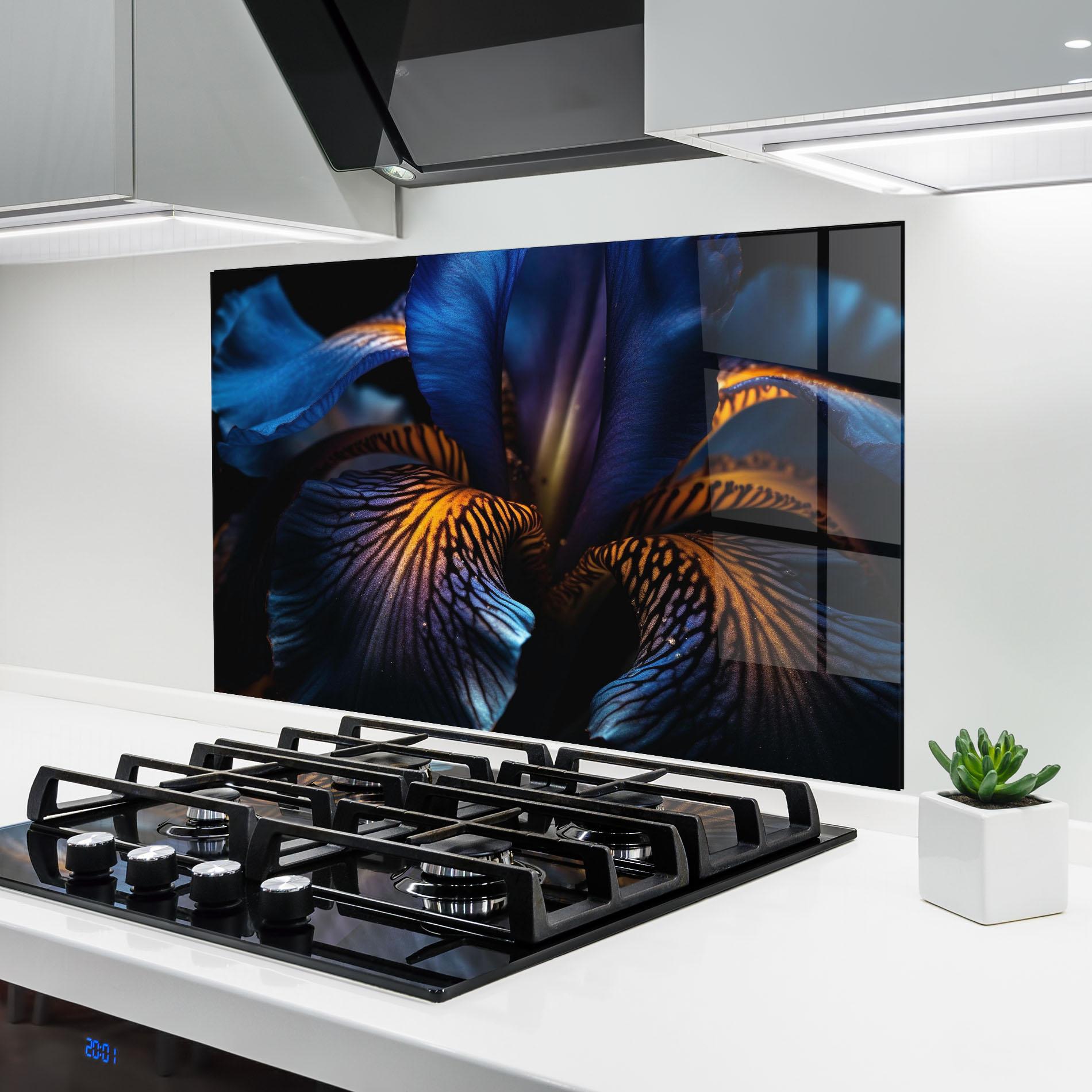 Panou Sticla Bucatarie Dark Yellow Iris mockup 6