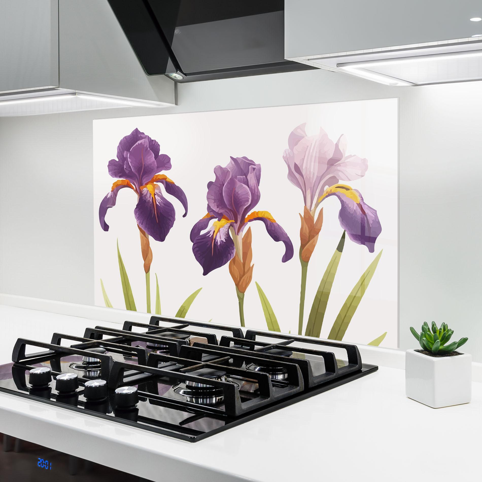 Panou Sticla Bucatarie Iris Leaf mockup 6