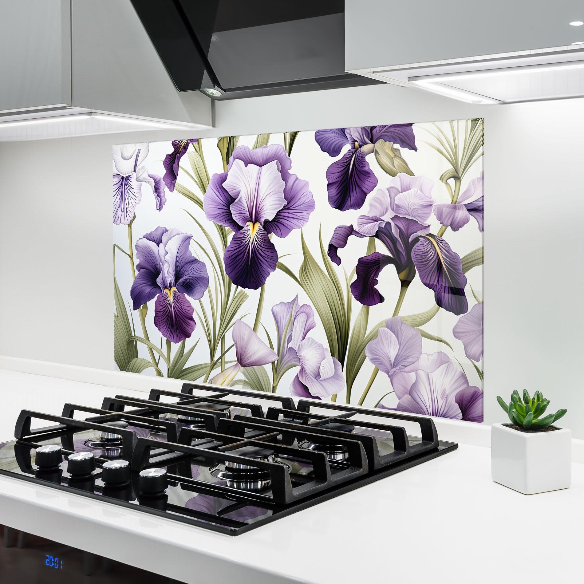 Panou Sticla Bucatarie Iris Painting mockup 6