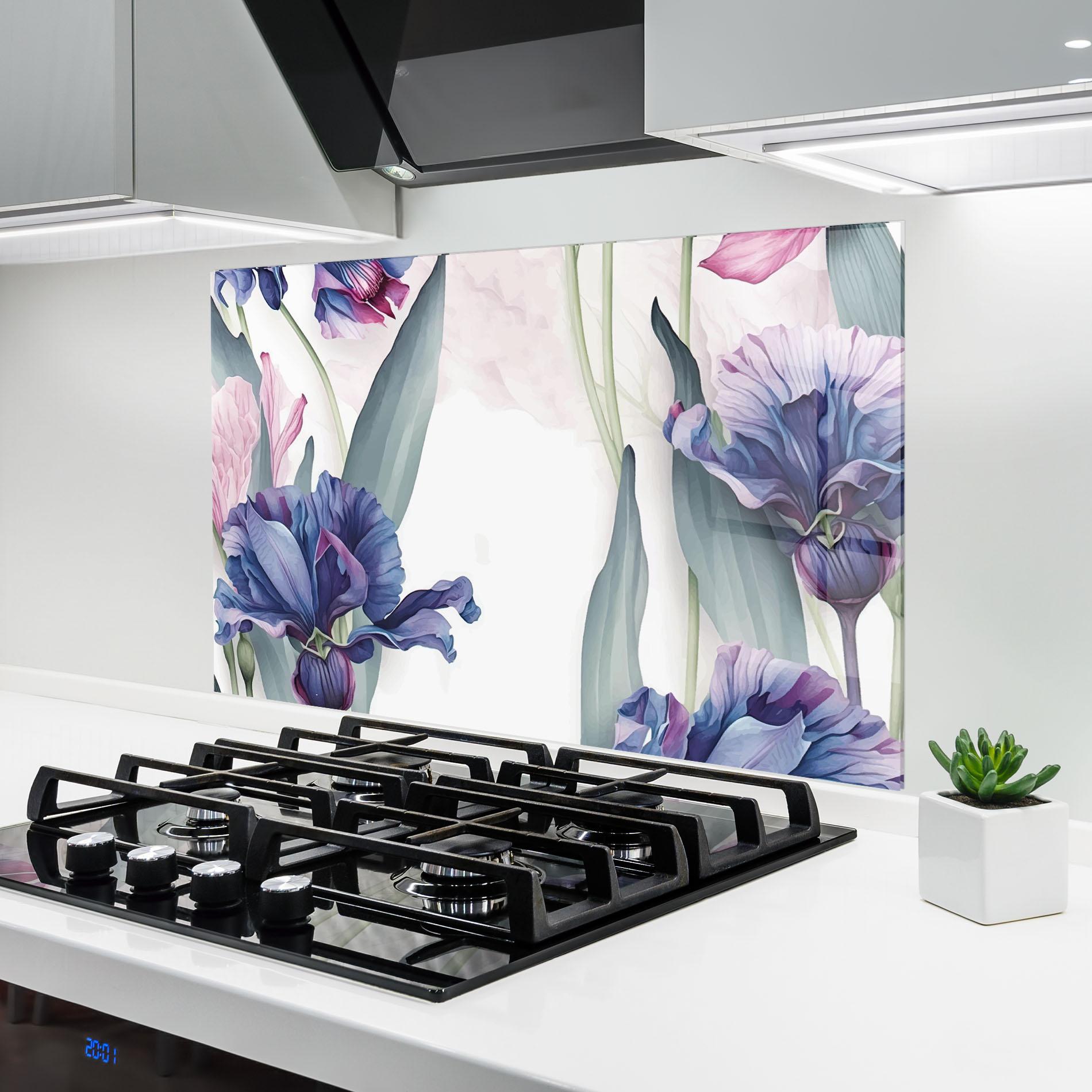 Panou Sticla Bucatarie Iris Purple Shades mockup 6