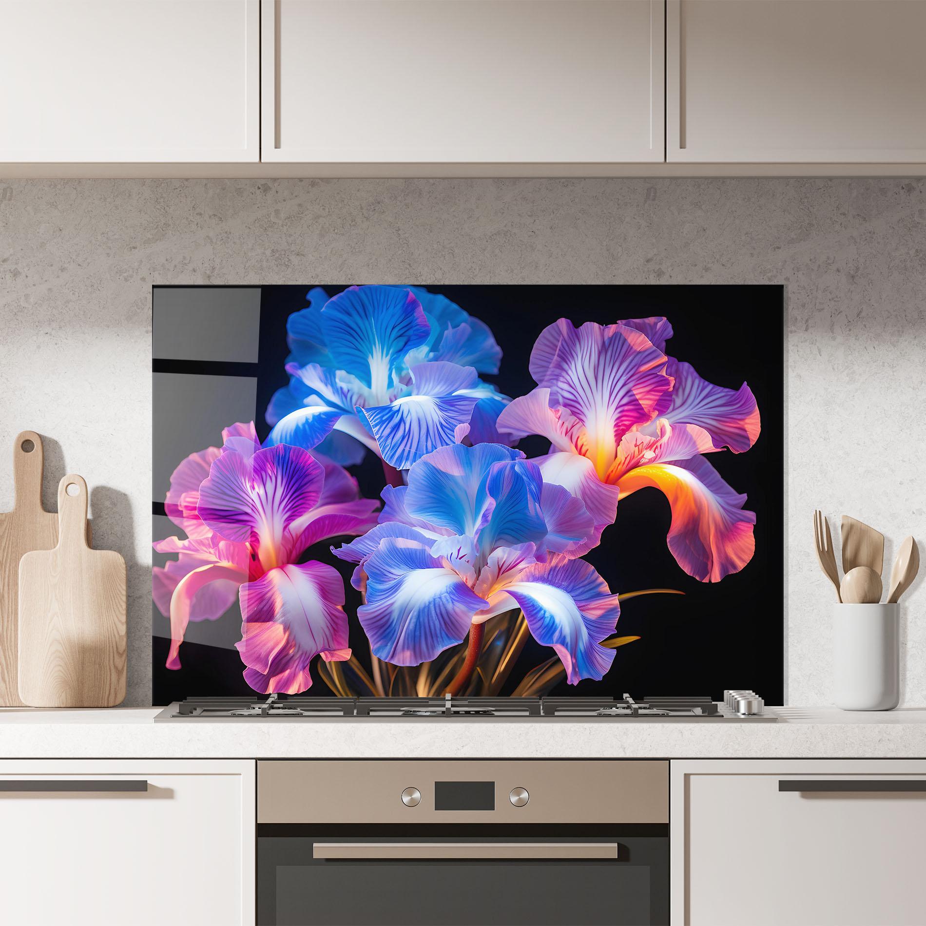 Panou Sticla Bucatarie Blue Light Iris mockup 7