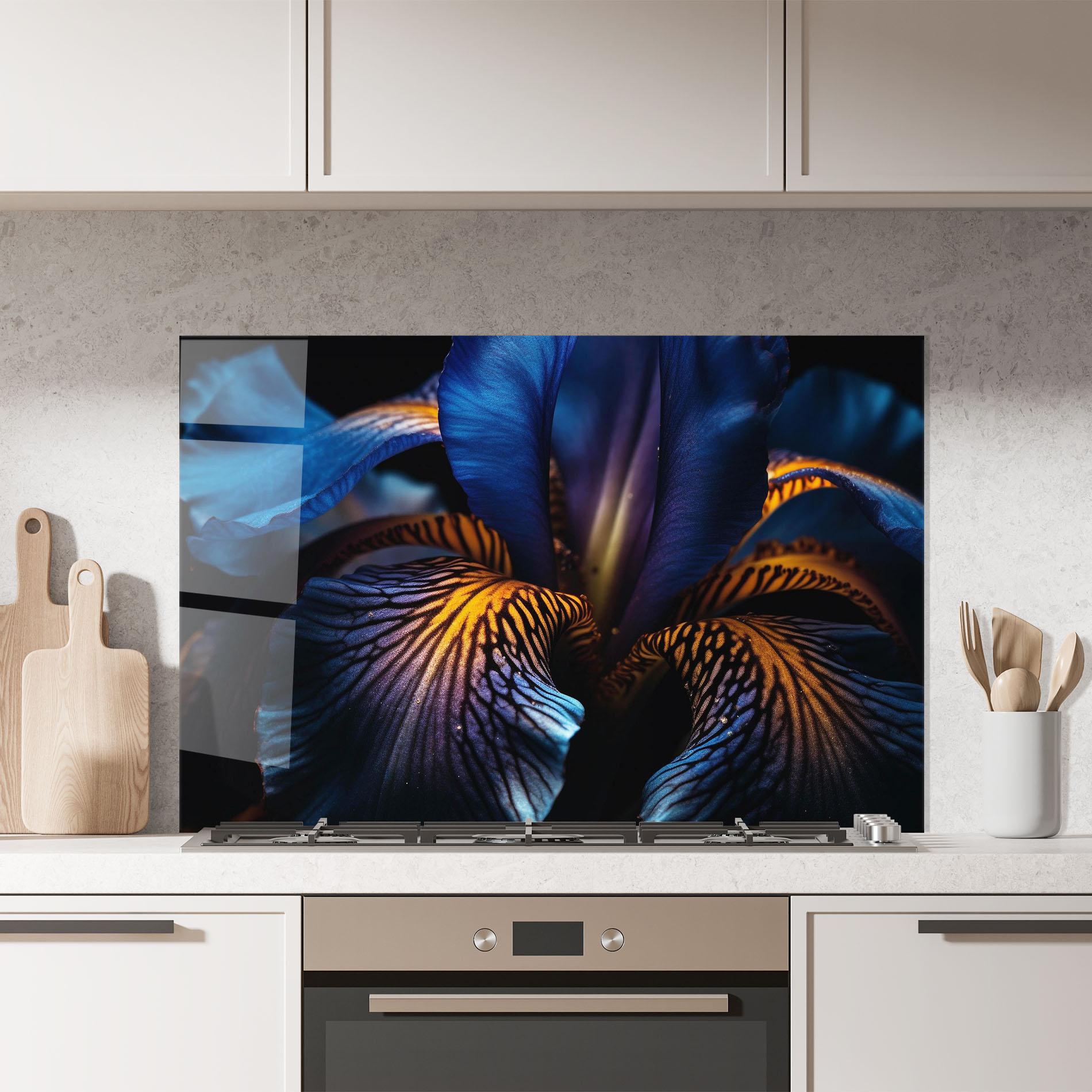 Panou Sticla Bucatarie Dark Yellow Iris mockup 7