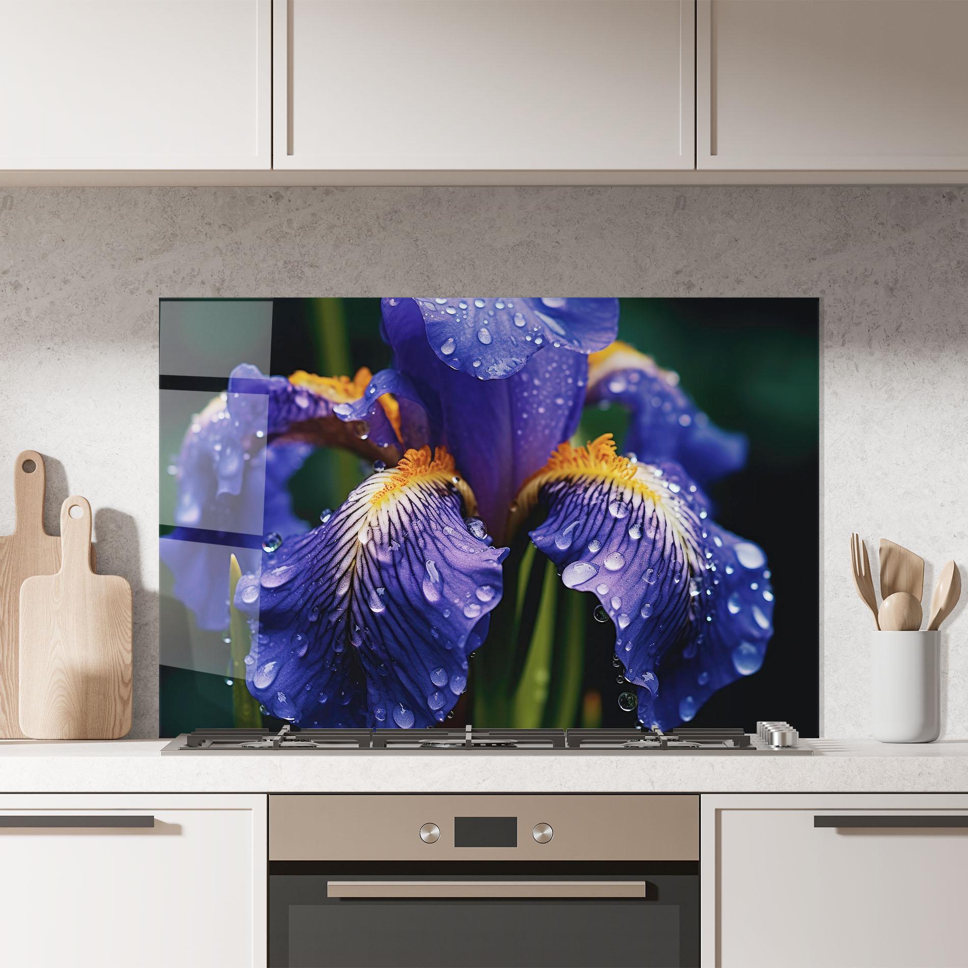 Panou Sticla Bucatarie Iris After Rain mockup 7