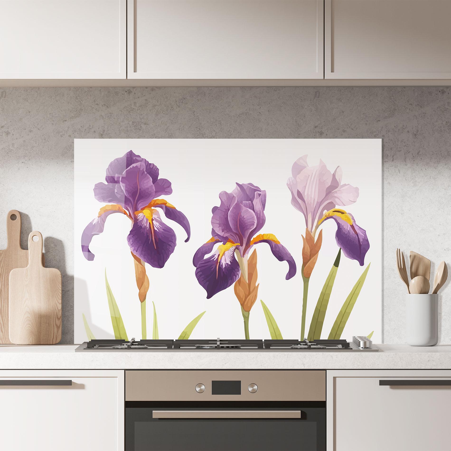 Panou Sticla Bucatarie Iris Leaf mockup 7